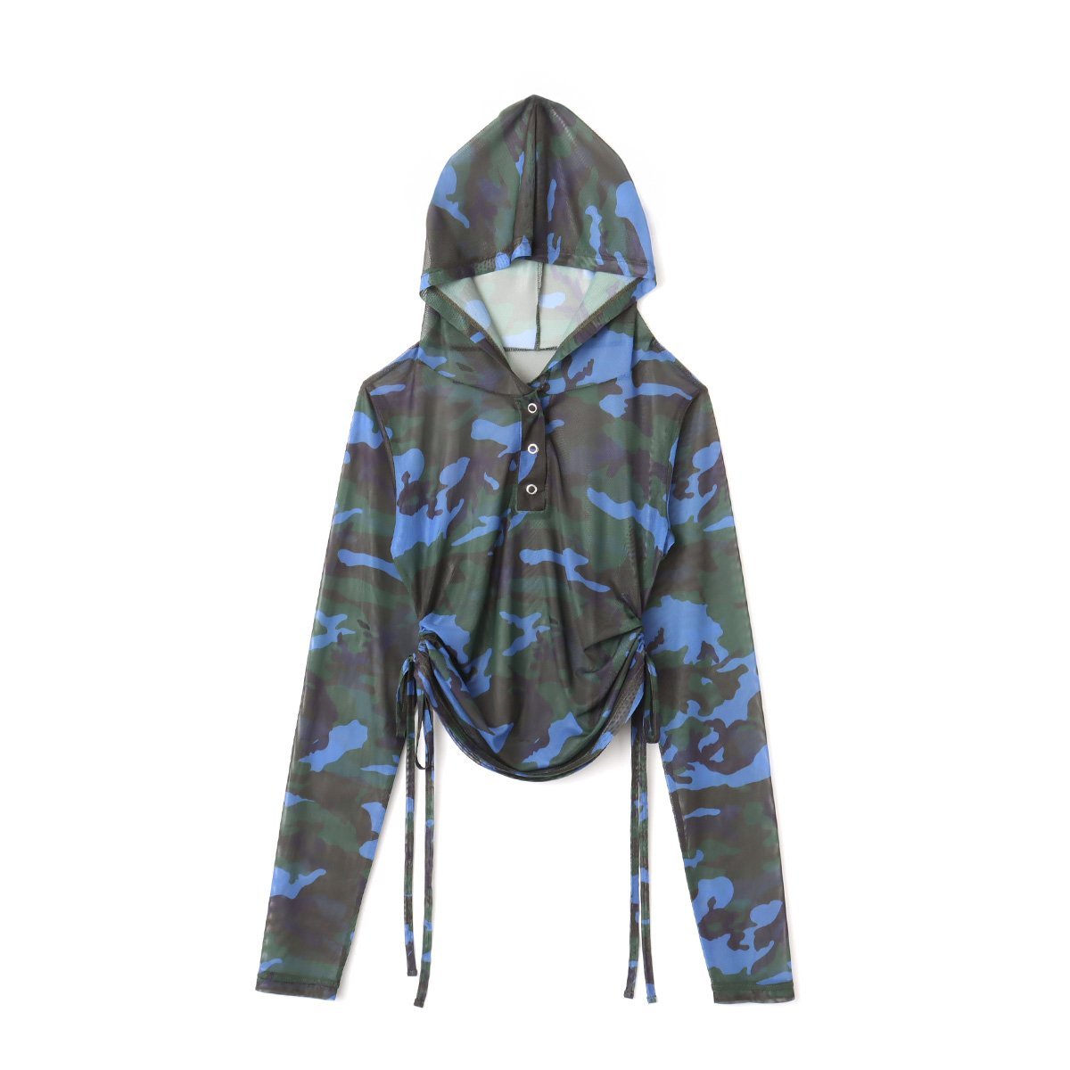 atmos pink atmos pink See-through Hoodie CAMOUFLAGE BLUE アトモス トップス カットソー・Tシャツ