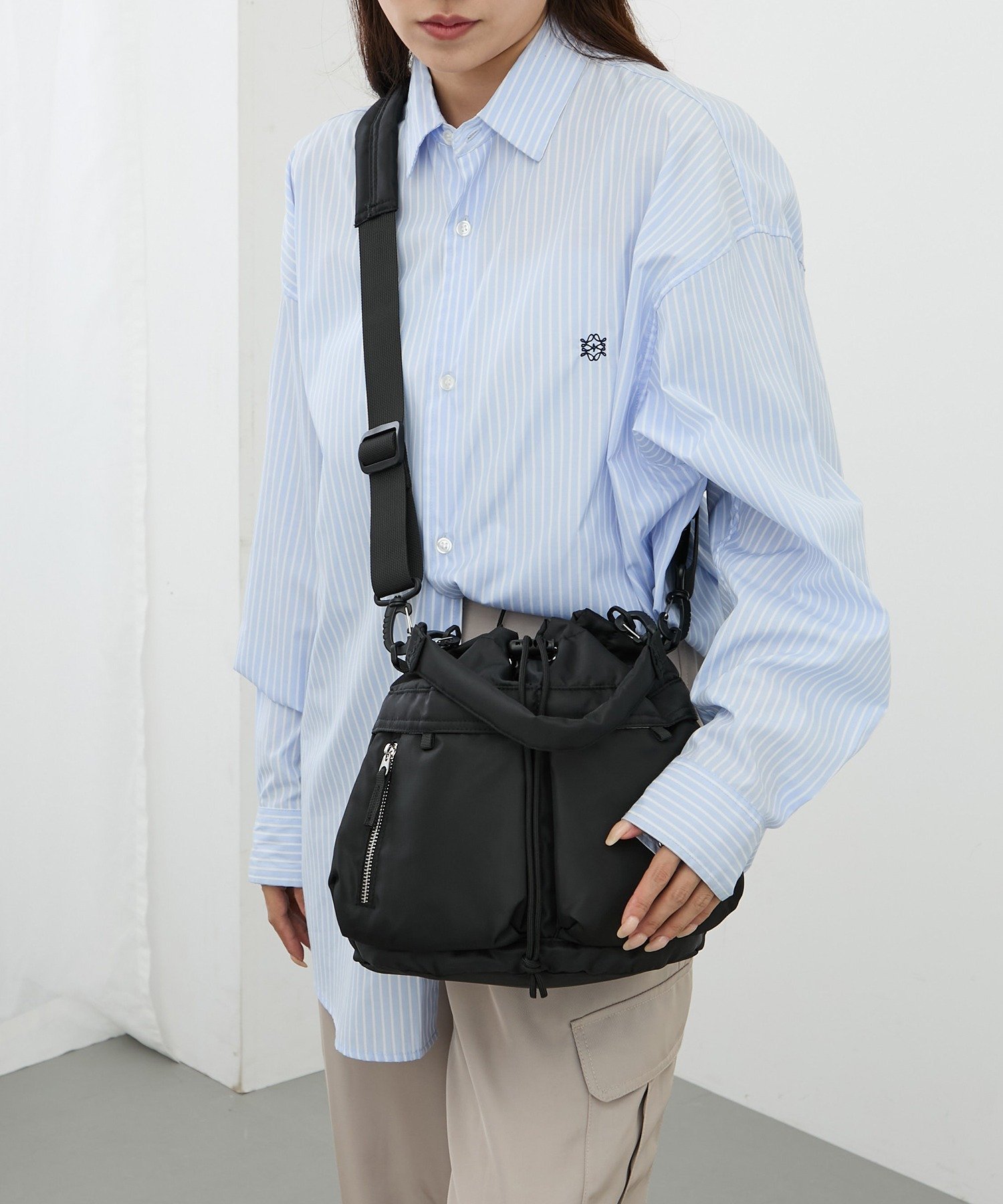 【SALE／55%OFF】SETUP7 SETUP7/e.e.p.ダブルポケットドロストショルダー SNBD セットアップセブン バッグ ショルダーバッグ グレー ブラック