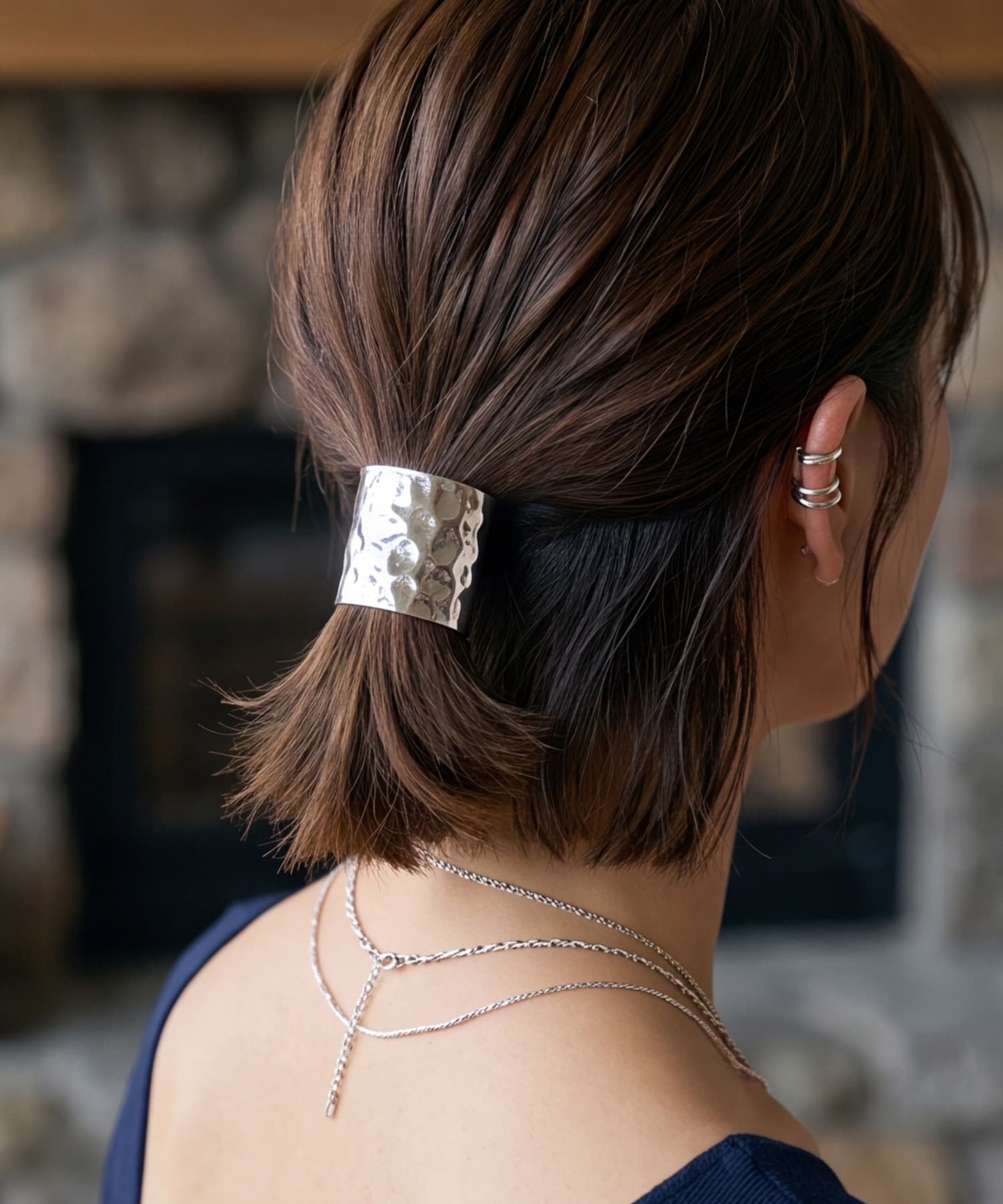 STYLE DELI 【DELI by】 ハンマードメタル ポニーカフヘアゴム スタイルデリ ヘアアクセサリー ヘアゴム ゴールド シルバー