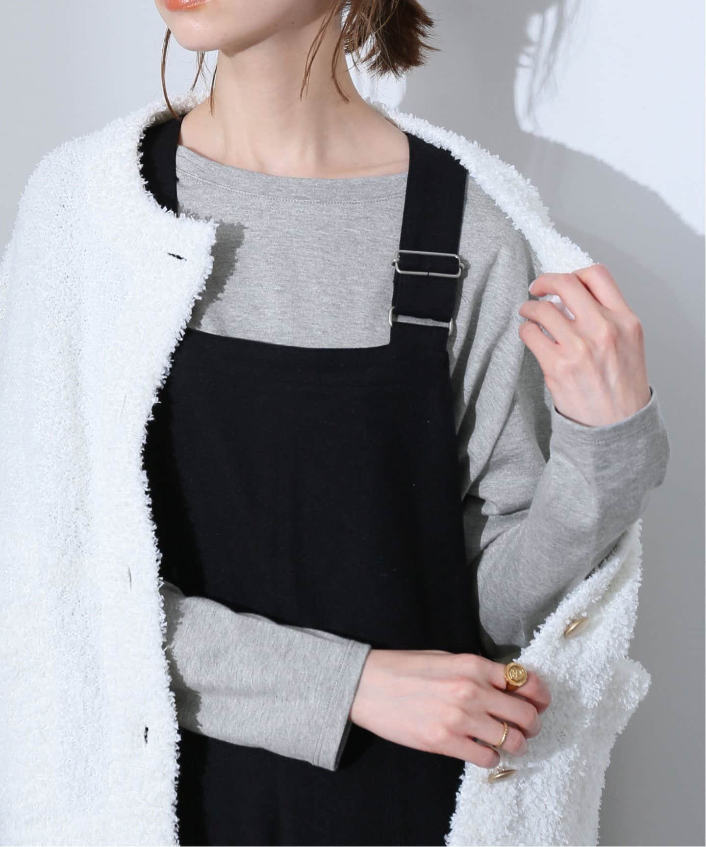 SLOBE IENA ラウンドテールB/NロンTEE スローブ イエナ トップス カットソー・Tシャツ グレー ホワイト【送料無料】のサムネイル