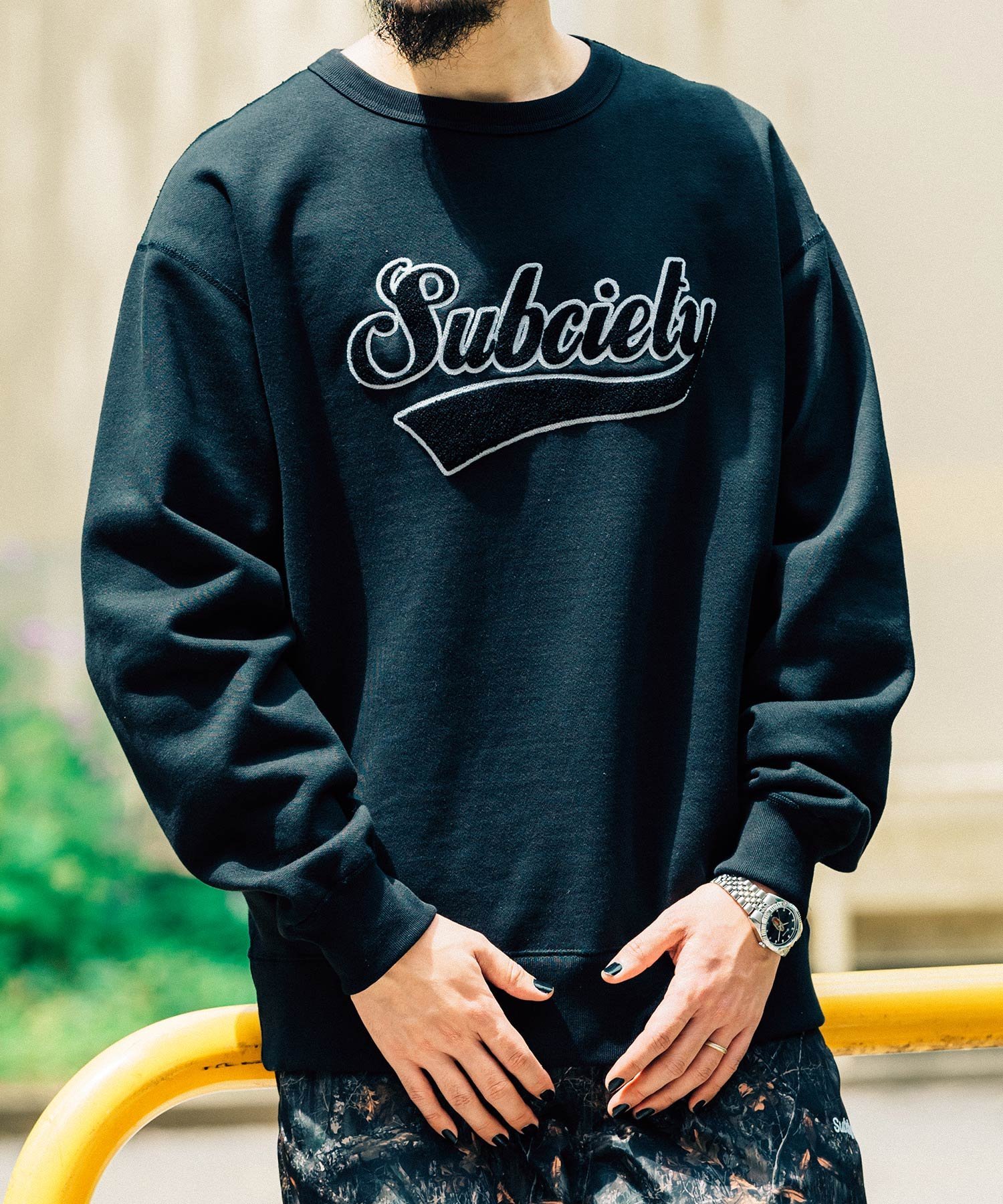 Subciety CHENILLE GLORIOUS SWEAT サブサエティ トップス スウェット・トレーナー ブラック グレー ベージュ