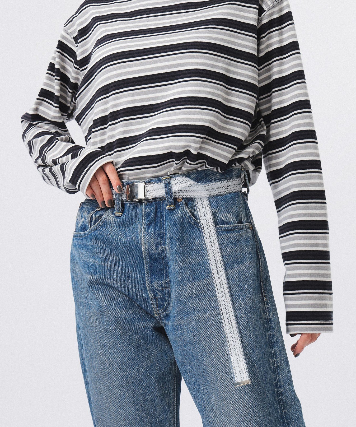 【SALE/40%OFF】BEAMS BOY PIKE / 別注 25mm クリア レース ベルト ビームス アウトレット ファッション雑貨 ベルト ホワイト ブラック