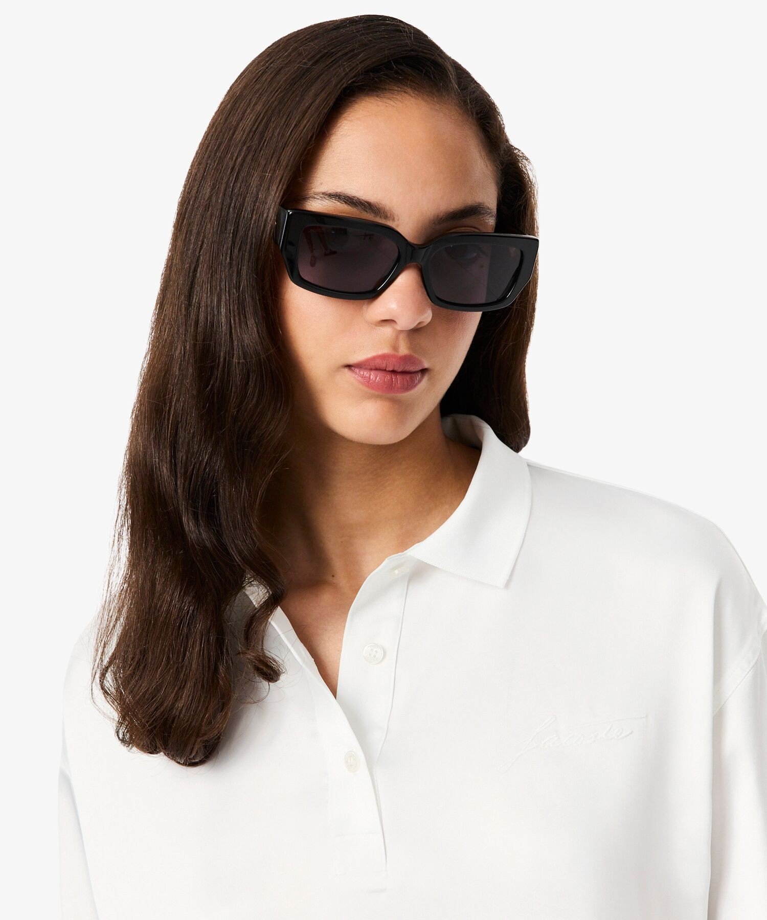 【SALE／30%OFF】LACOSTE オーバーサイズサテンポロシャツ ラコステ トップス シャツ・ブラウス ホワイト【送料無料】