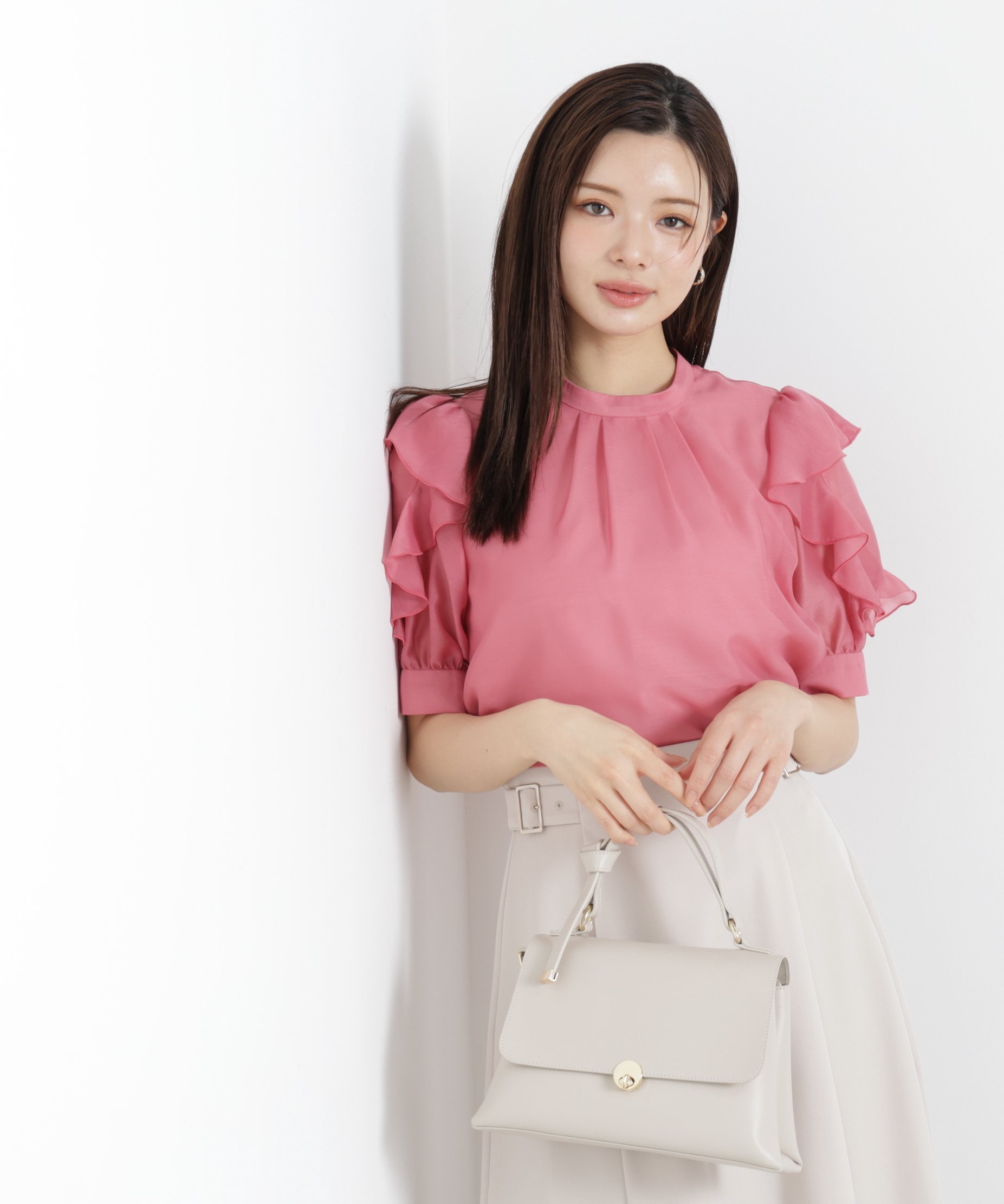 PROPORTION BODY DRESSING ＜ウォッシャブル＞フリルスリーブタックブラウス 26SS プロポーションボディドレッシング トップス シャツ・ブラウス グレー ブラック ピンク【送料無料】