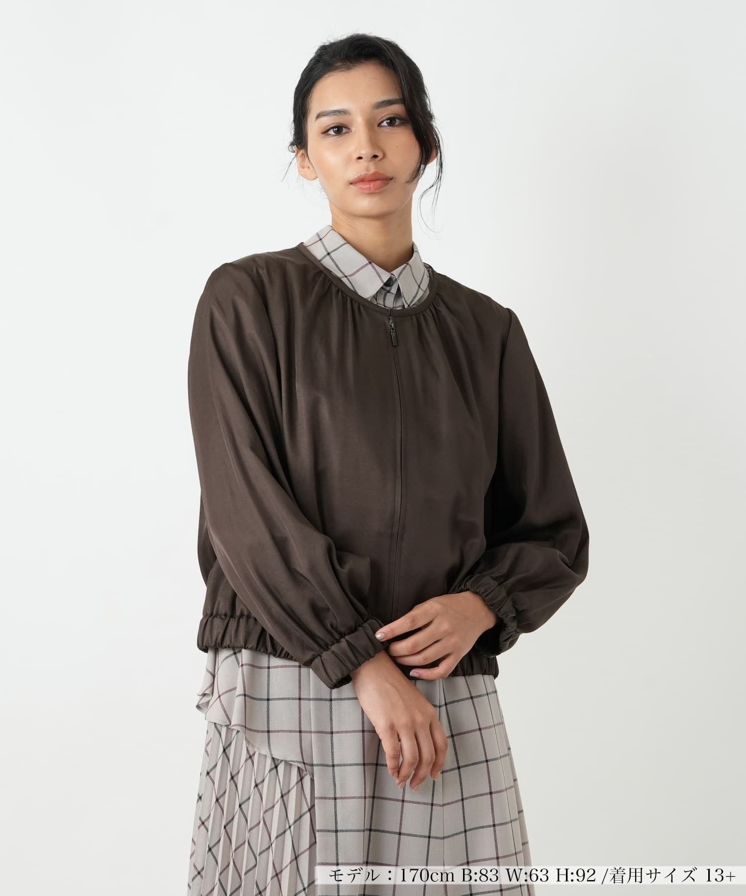Leilian PLUS HOUSE ブルゾン【BOURGE】 レリアン プラスハウス ジャケット・アウター ブルゾン・ジャンパー ブラウン