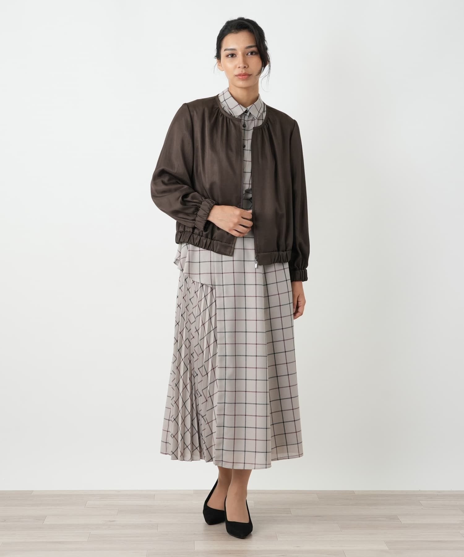 Leilian PLUS HOUSE ブルゾン【BOURGE】 レリアン プラスハウス ジャケット・アウター ブルゾン・ジャンパー ブラウン
