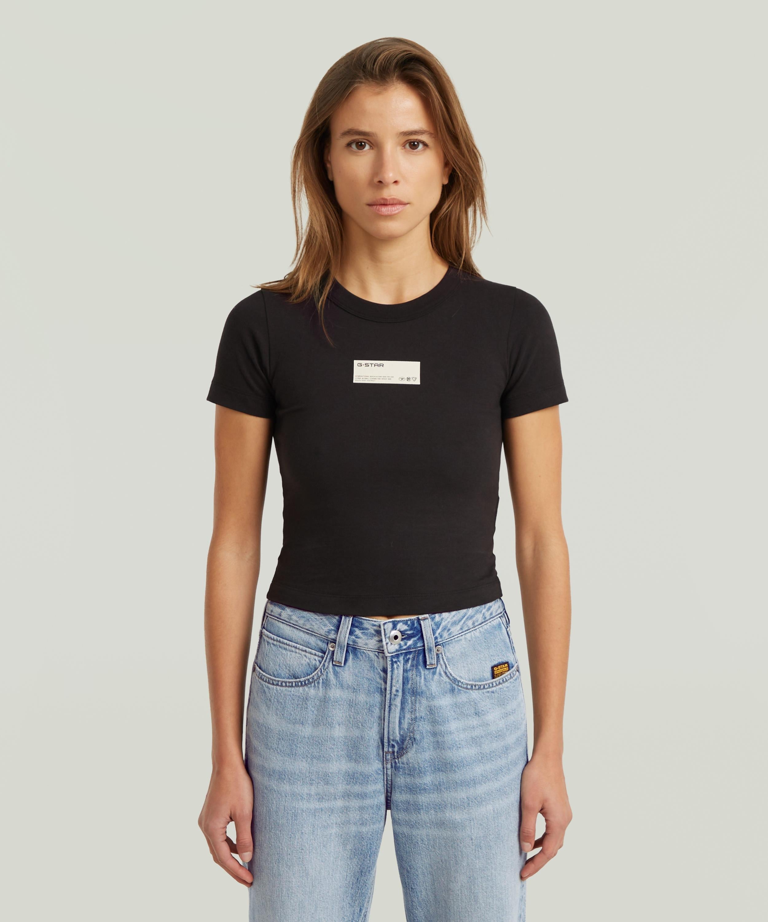 【公式ショップ】Baby T-Shirt/クロップドスリムTシャツ ジースターロゥ トップス カットソー・Tシャツ ブラック