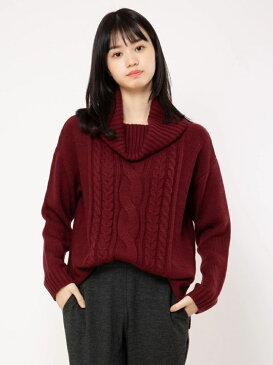 【SALE／51%OFF】CECIL McBEE オフタートルケーブルニット セシルマクビー ニット ニットその他 ホワイト レッド ブルー ブラック