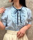 【SALE/40%OFF】axes femme POETIQUE フリルデザインスタンドブラウス アクシーズファム トップス シャツ・ブラウス ブルー ブラック ホワイト(4)