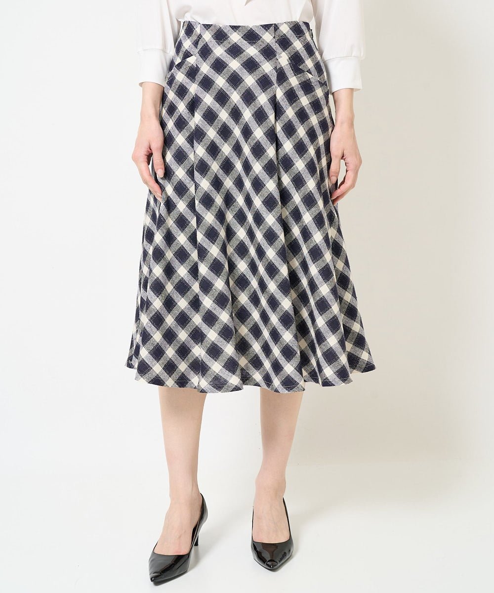Rakuten Fashionの【SALE／50%OFF】CHRISTIAN AUJARD Lサイズ 【大きいサイズ/セットアップ対応】ブロックチェックツィードスカート クリスチャン・オジャール エルサイズ スカート ロング・マキシスカート ネイビー【送料無料】｜アングル2