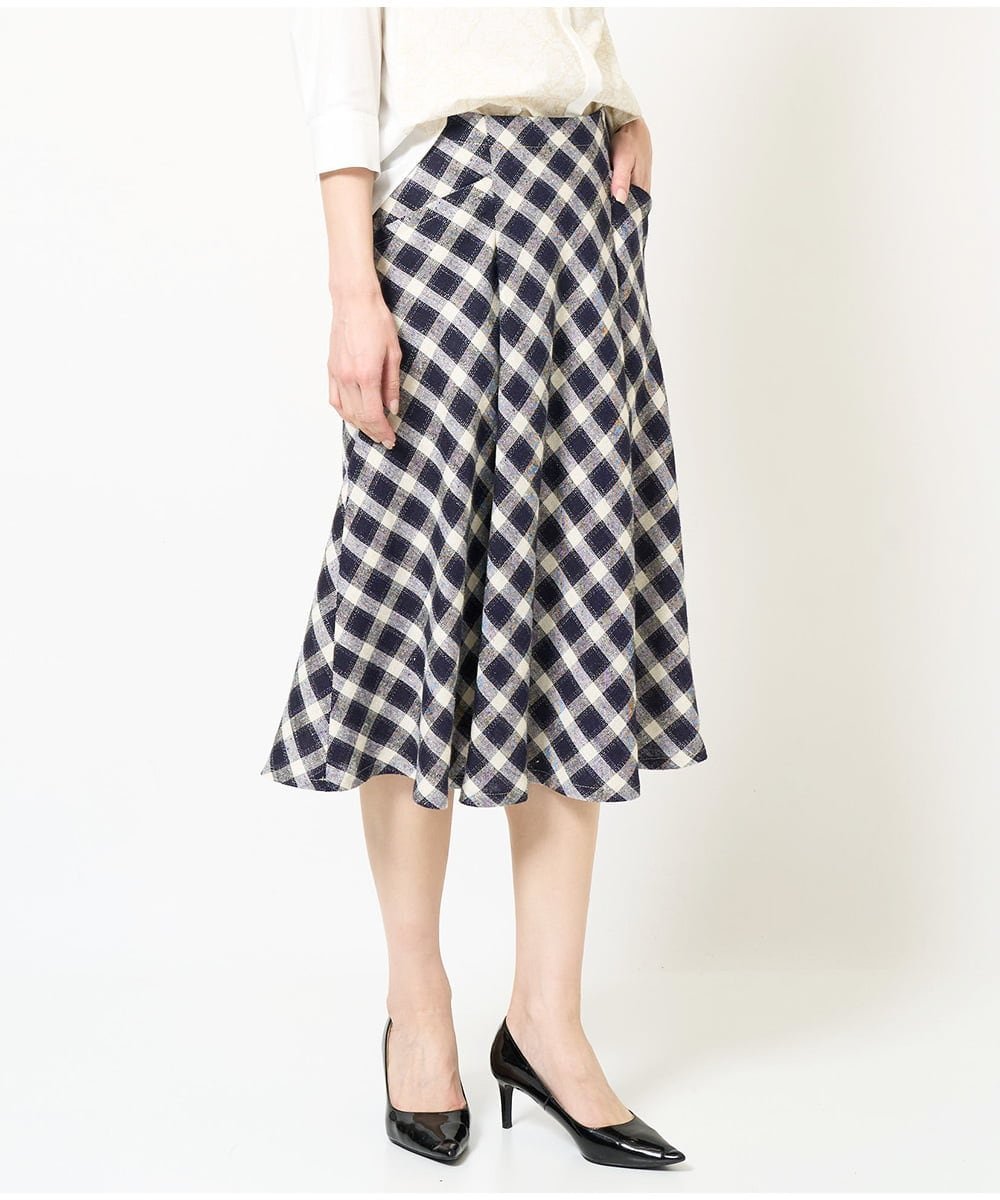 Rakuten Fashionの【SALE／50%OFF】CHRISTIAN AUJARD Lサイズ 【大きいサイズ/セットアップ対応】ブロックチェックツィードスカート クリスチャン・オジャール エルサイズ スカート ロング・マキシスカート ネイビー【送料無料】｜アングル3
