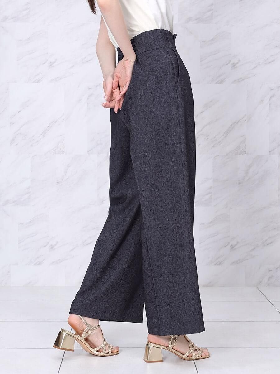 FENNEL テクニカルデニムハイウエストワイドパンツ ヴァン パンツ その他のパンツ ネイビー【送料無料】