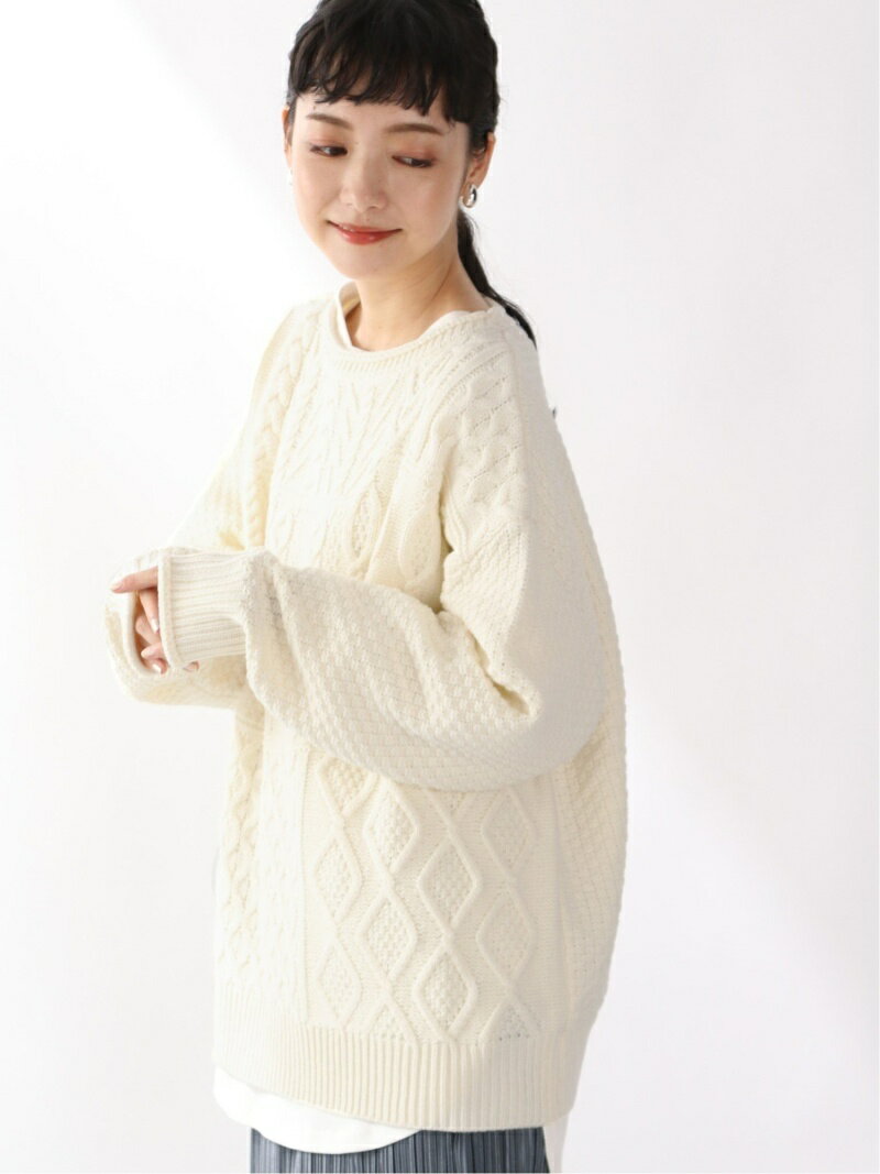 【SALE／62%OFF】LOWRYS FARM ケーブルキリカエPOLS ローリーズファーム トップス ニット ホワイト オレンジ ブラック ブラウンのサムネイル