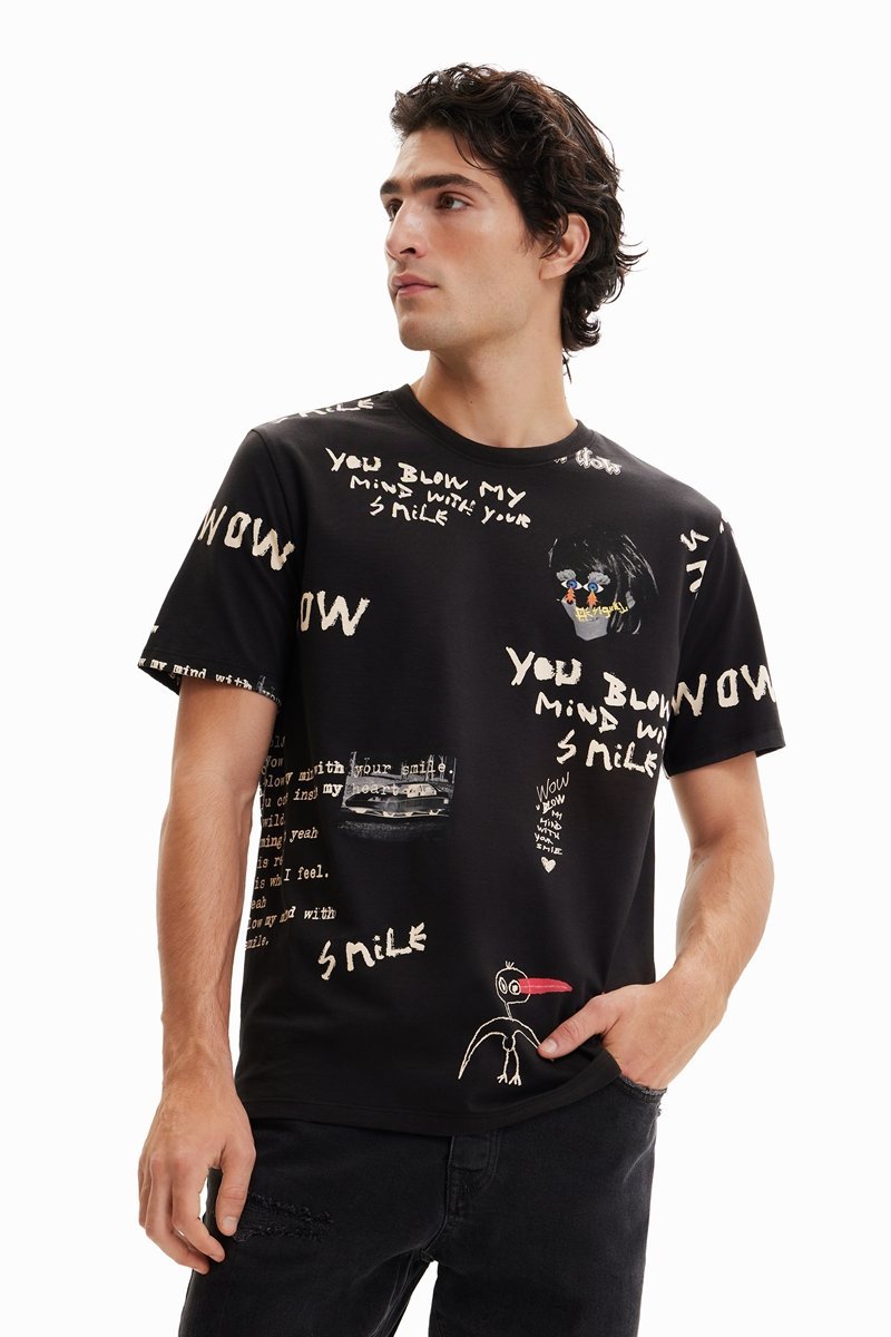 Desigual テキスト 半袖Tシャツ デシグアル トップス カットソー・Tシャツ ブラック【送料無料】のサムネイル
