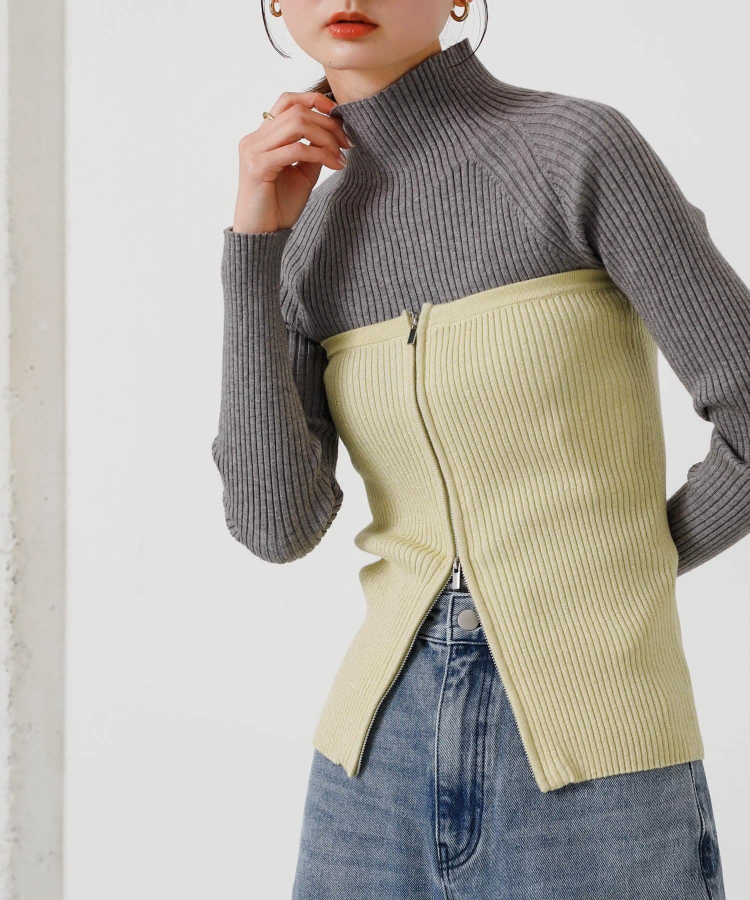 【SALE／50%OFF】SENSE OF PLACE ラメジップニットビスチェ センス オブ プレイス トップス その他のト..