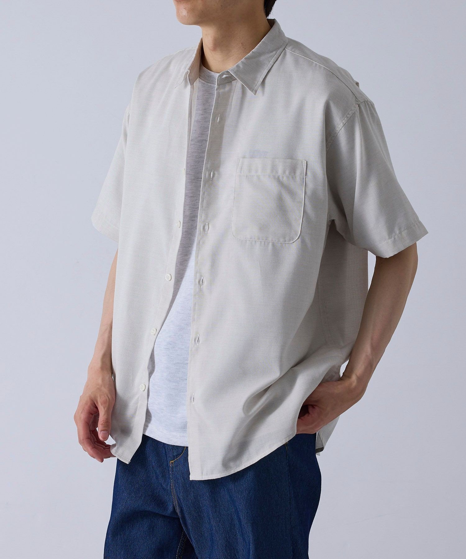 【SALE／60%OFF】j.n.r.d パナマプレーン半袖シャツ ジュン スタンダード ピックス トップス シャツ・ブラウス グレー ホワイト