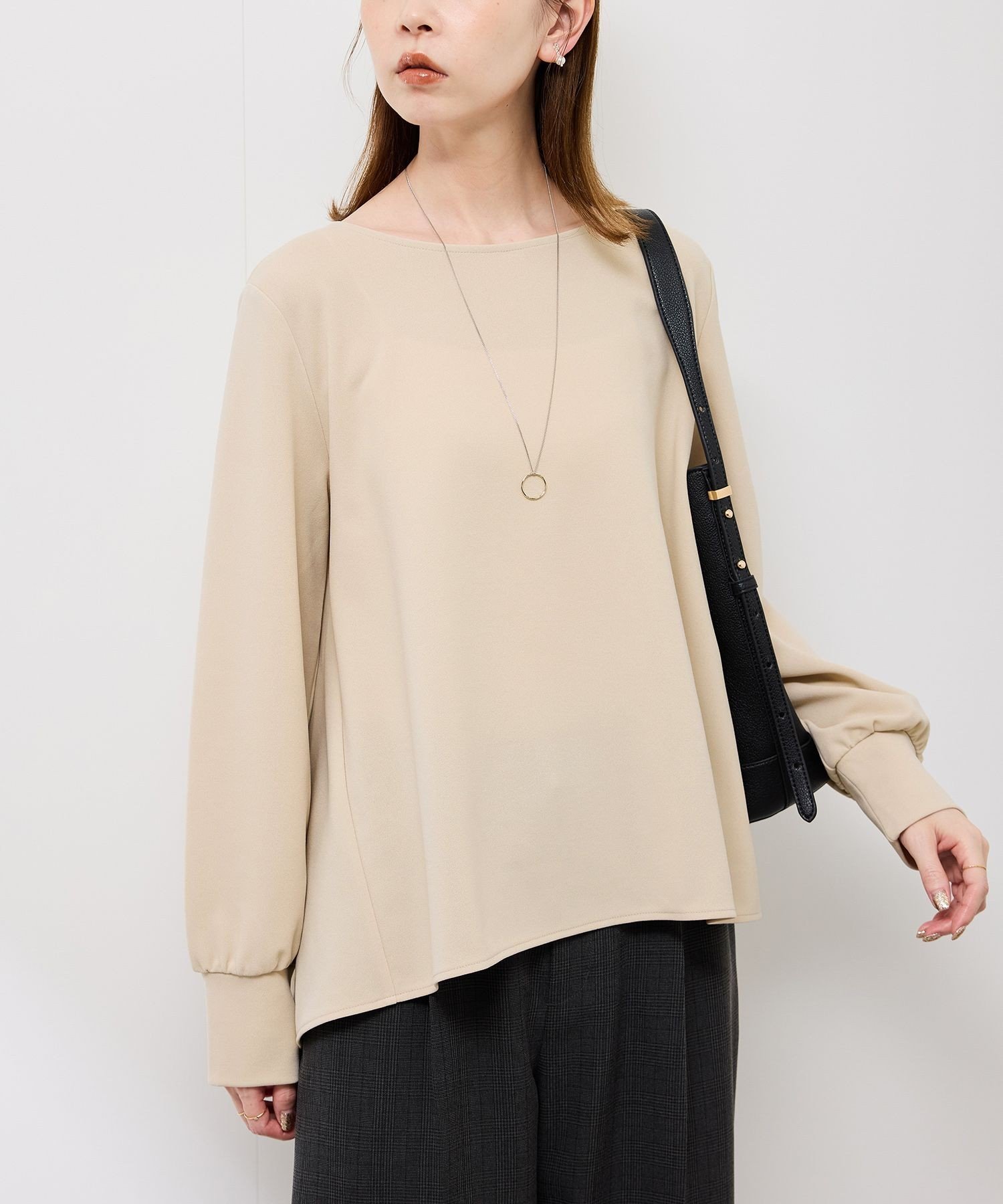 【SALE／30%OFF】ROPE' PICNIC エアリーカットジョーゼットトップス ロペピクニック トップス カットソー・Tシャツ ベージュ ネイビー