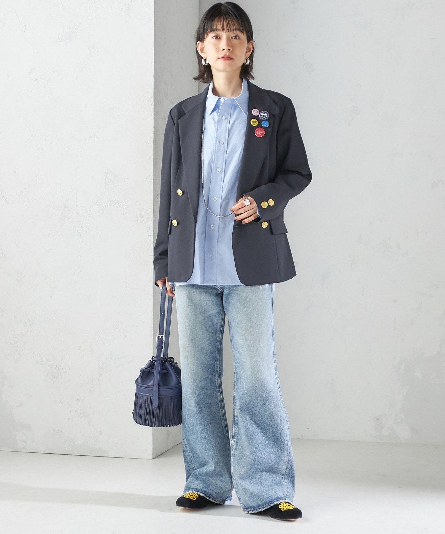 SHIPS WOMEN 【SHIPS別注】TICCA*manipuri: 50th ANNIV テーラード ジャケット シップス ジャケット・アウター テーラードジャケット・ブレザー ネイビー【送料無料】