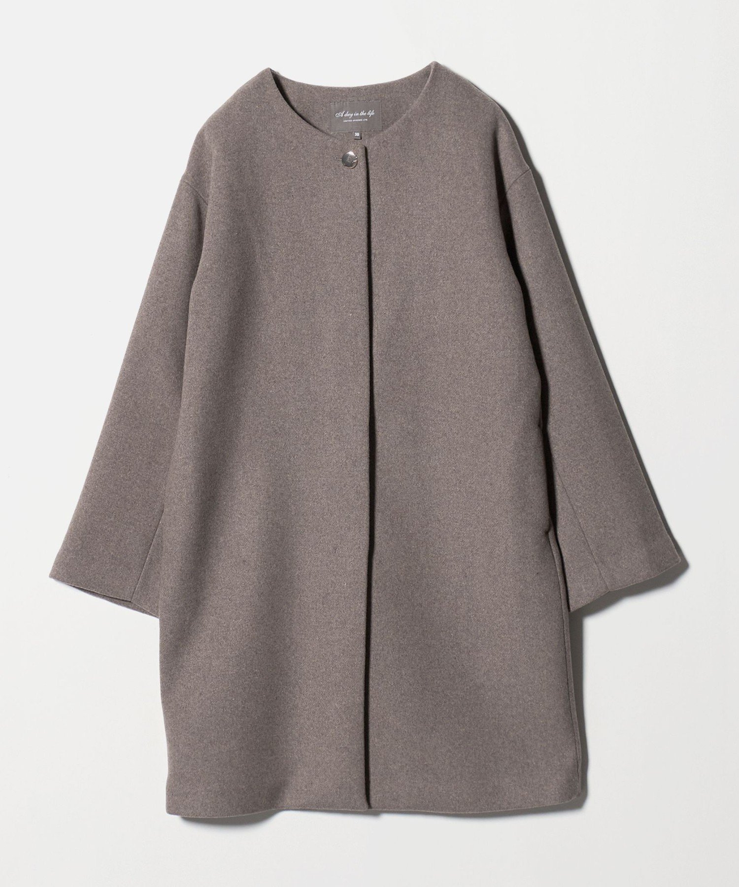 a day in the life カシミヤブレンド ノーカラーコート ＜A DAY IN THE LIFE＞ ユナイテッドアローズ アウトレット ジャケット・アウター その他のジャケット・アウター ホワイト ネイビー【送料無料】のサムネイル