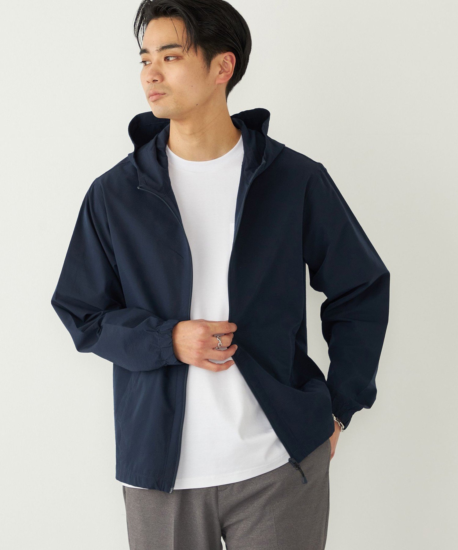 SHIPS Colors 《予約》SHIPS Colors:＜抗菌防臭・速乾・紫外線軽減＞サッカー ジップ パーカー◆ シップス ジャケット・アウター ブルゾン・ジャンパー ネイビー ベージュ【送料無料】