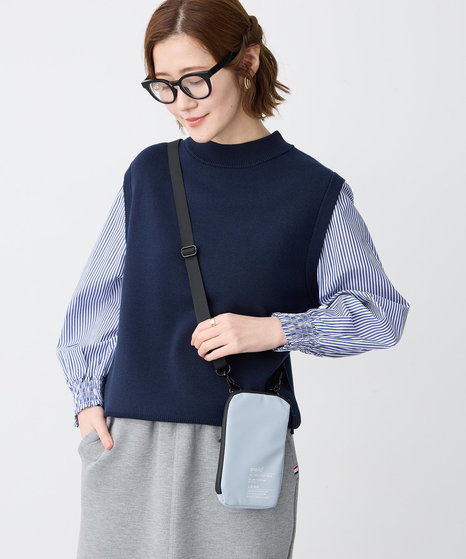 Petit Honfleur 【anello】ミニショルダーバック プチオンフルール バッグ ショルダーバッグ ピンク ブルー