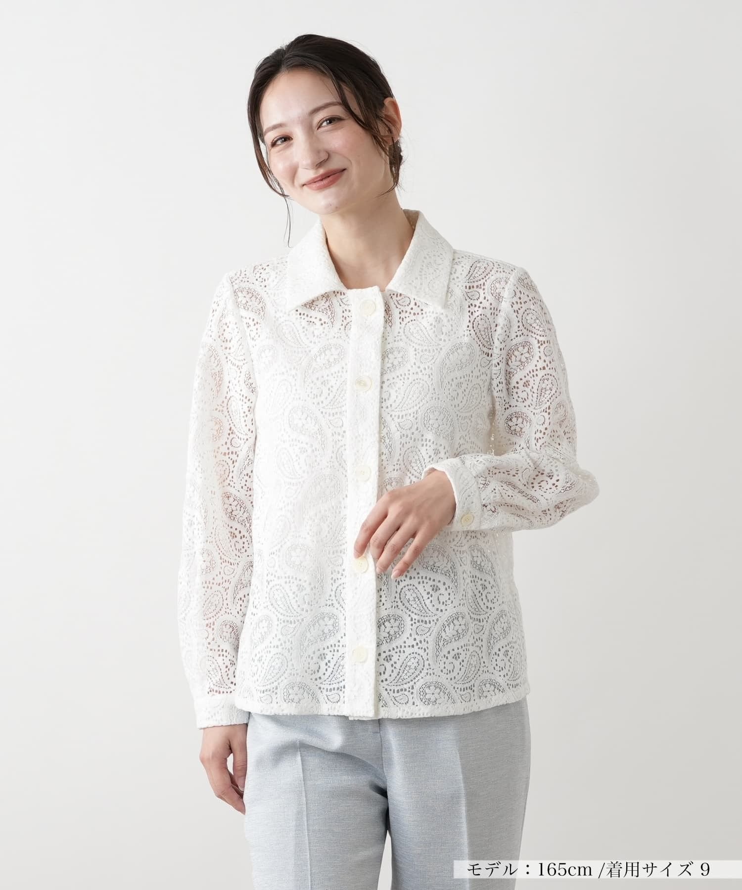 Leilian ペイズリーレースブラウス【ROCHAS Premiere】 レリアン トップス シャツ・ブラウス ホワイト