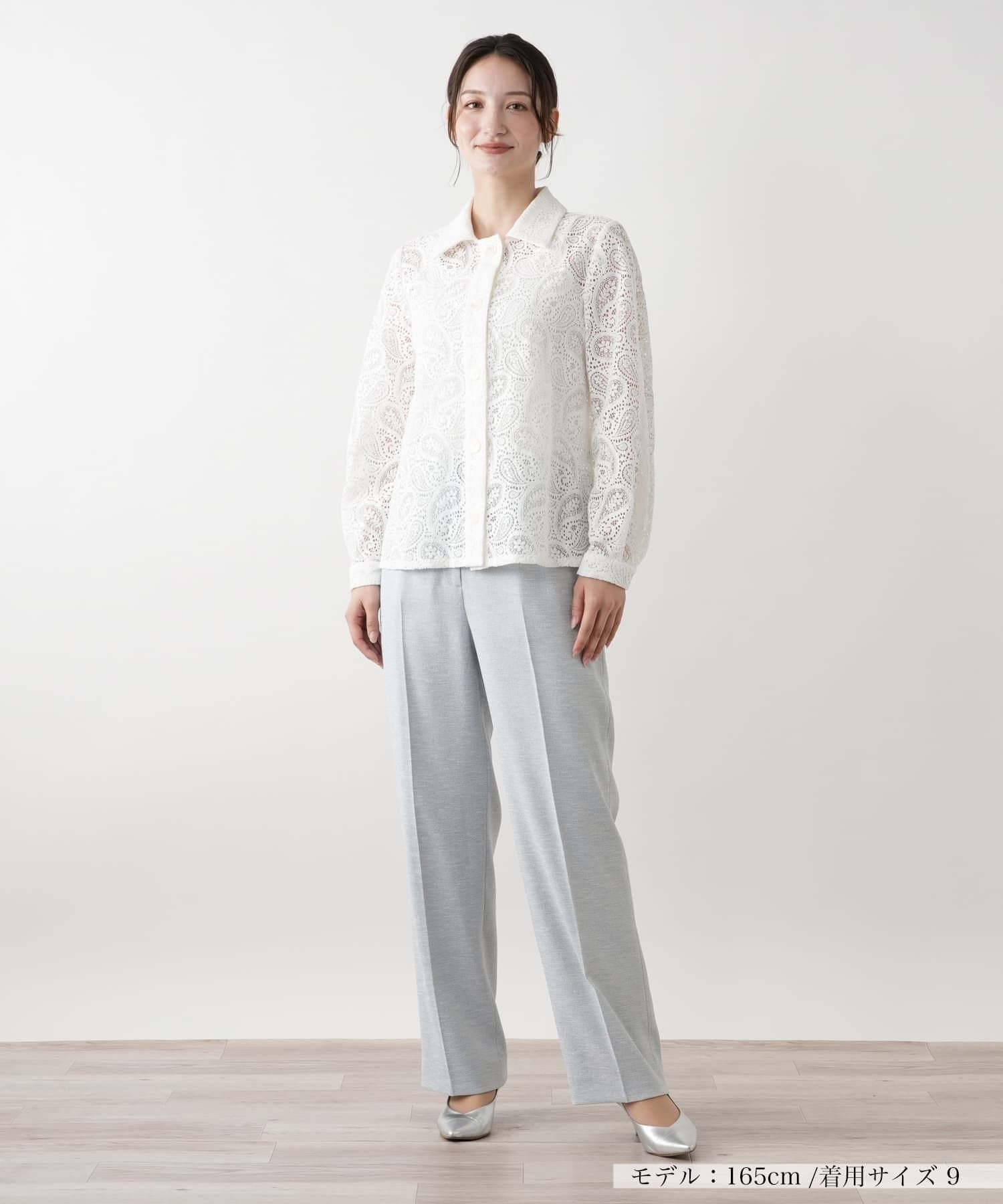Leilian ペイズリーレースブラウス【ROCHAS Premiere】 レリアン トップス シャツ・ブラウス ホワイト