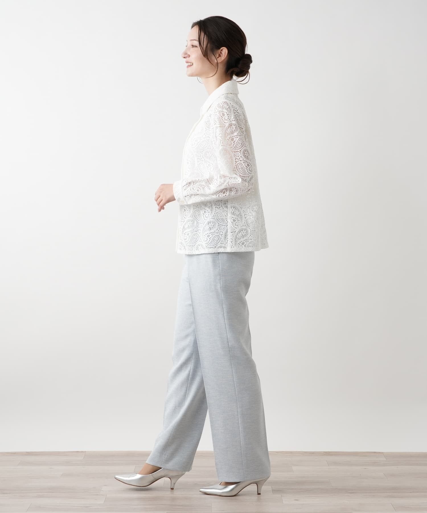 Leilian ペイズリーレースブラウス【ROCHAS Premiere】 レリアン トップス シャツ・ブラウス ホワイト