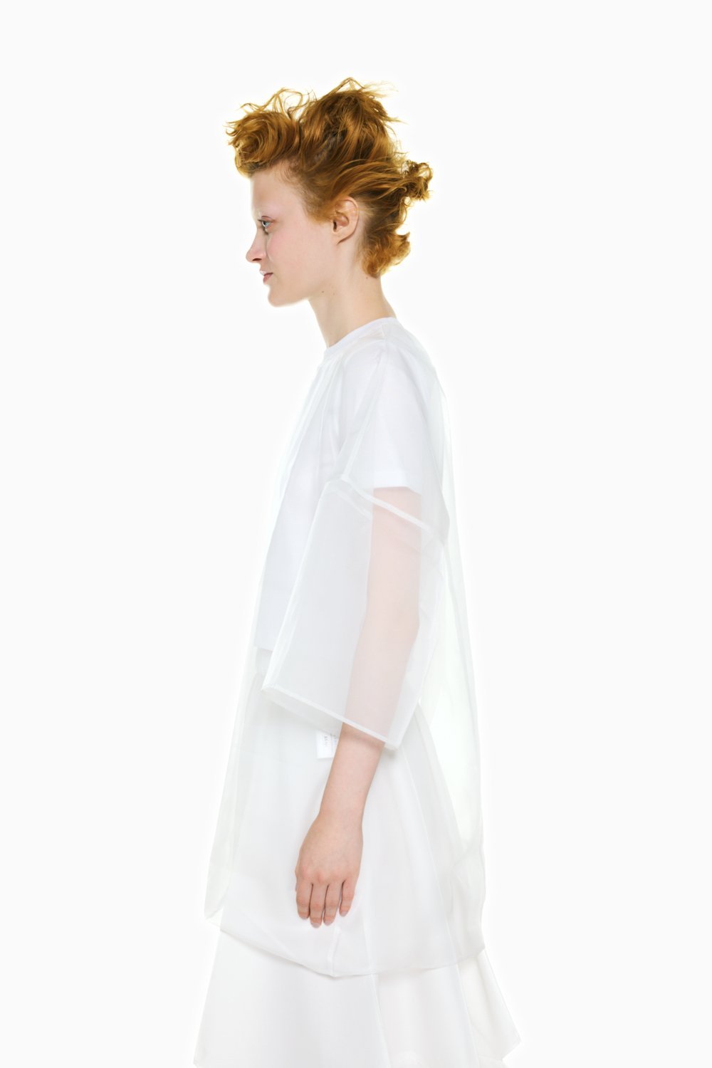 ENFOLD SHEER LAYERED T-SHIRT エンフォルド トップス カットソー・Tシャツ ホワイト