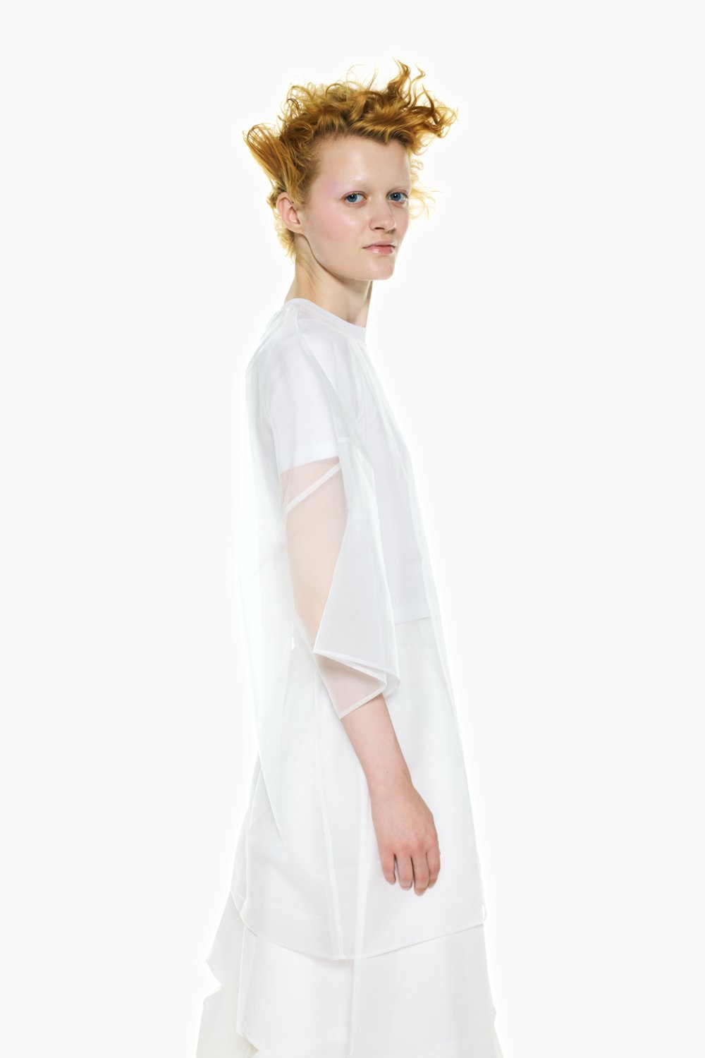 ENFOLD SHEER LAYERED T-SHIRT エンフォルド トップス カットソー・Tシャツ ホワイト