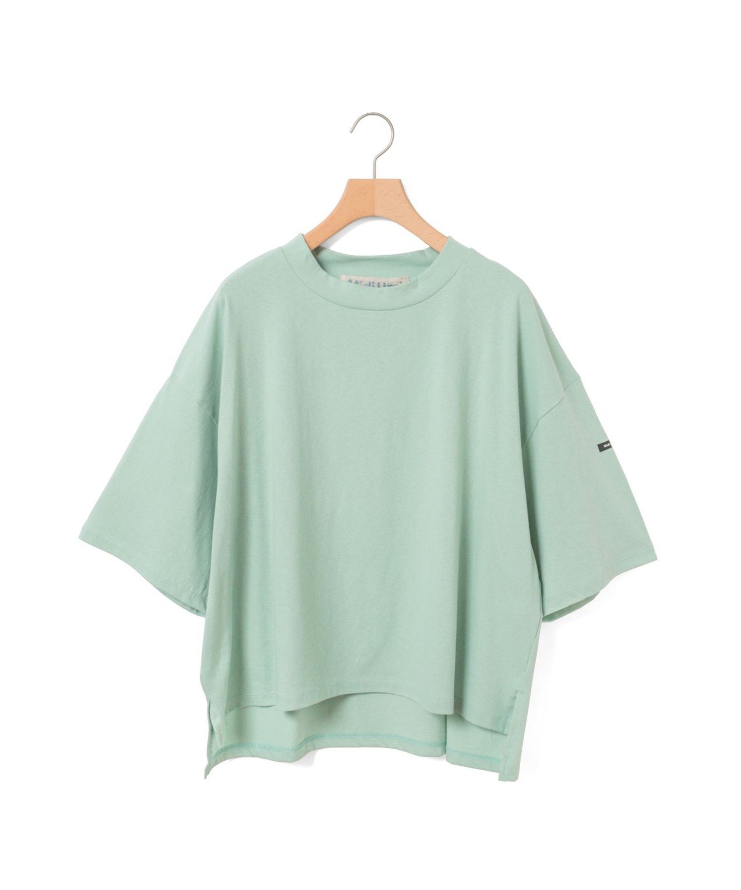 MidiUmi MidiUmi モックネックワイドプルオーバー マーコート トップス カットソー・Tシャツ ブラック グリーン ホワイト グレー ブラウン ピンク