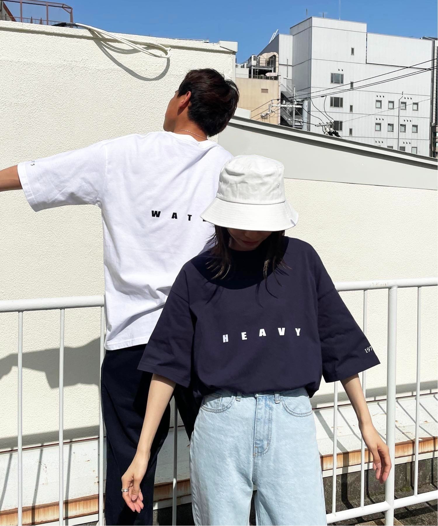 1975 tokyo 【ユニセックス】 1975 TOKYO "HeavyWater"ルーズTシャツ キャナルジーン トップス カットソー・Tシャツ ネイビー ホワイト【送料無料】のサムネイル