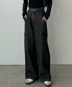 【SALE/77%OFF】JUNOAH callautia デニムカーゴパンツ ジュノア パンツ カーゴパンツ ブルー ブラック