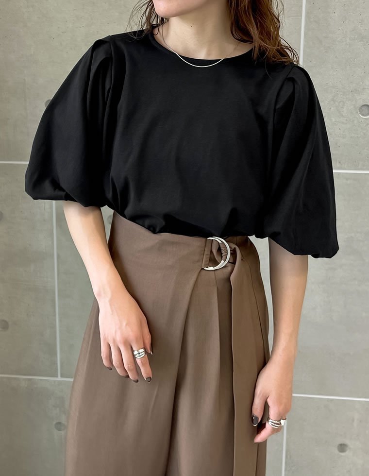 【SALE／50%OFF】Re:EDIT バルーンスリーブTシャツ リエディ トップス シャツ・ブラウス ホワイト ブラック stylife-15053375 Rakuten Fashion サンプル画像3