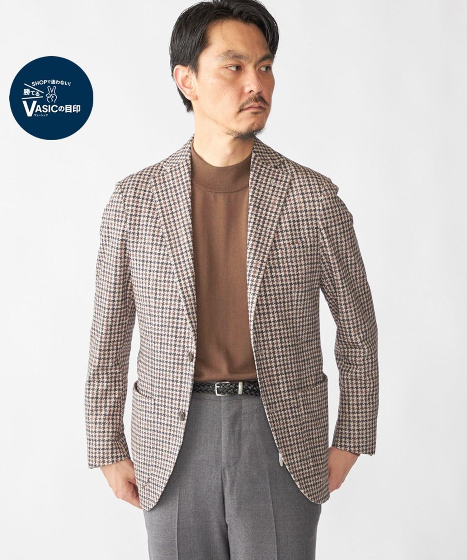 【SALE／30%OFF】SHIPS MEN SHIPS: カネマサファブリック ジャージー プリント ガンクラブ ジャケット シップス ジャケット・アウター テーラードジャケット・ブレザー ブラウン【送料無料】
