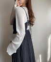【SALE/74%OFF】JUNOAH FILLOU リボンキャミワンピース ジュノア ワンピース・ドレス ワンピース ブラック ホワイト グレー