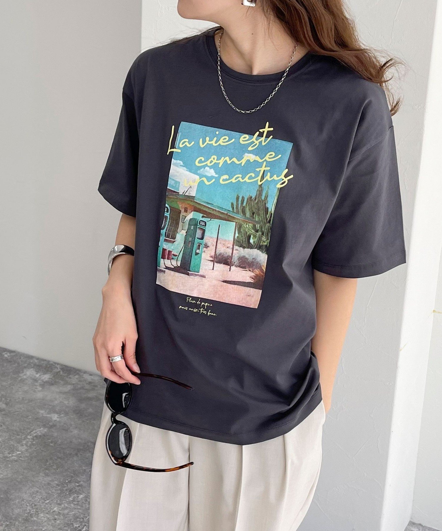 【SALE／21%OFF】fredy emue 【新色登場】シルケットPHOTO Tシャツ フレディ アンド グロスター トップス カットソー・Tシャツ グレー ホワイト ピンク【送料無料】のサムネイル