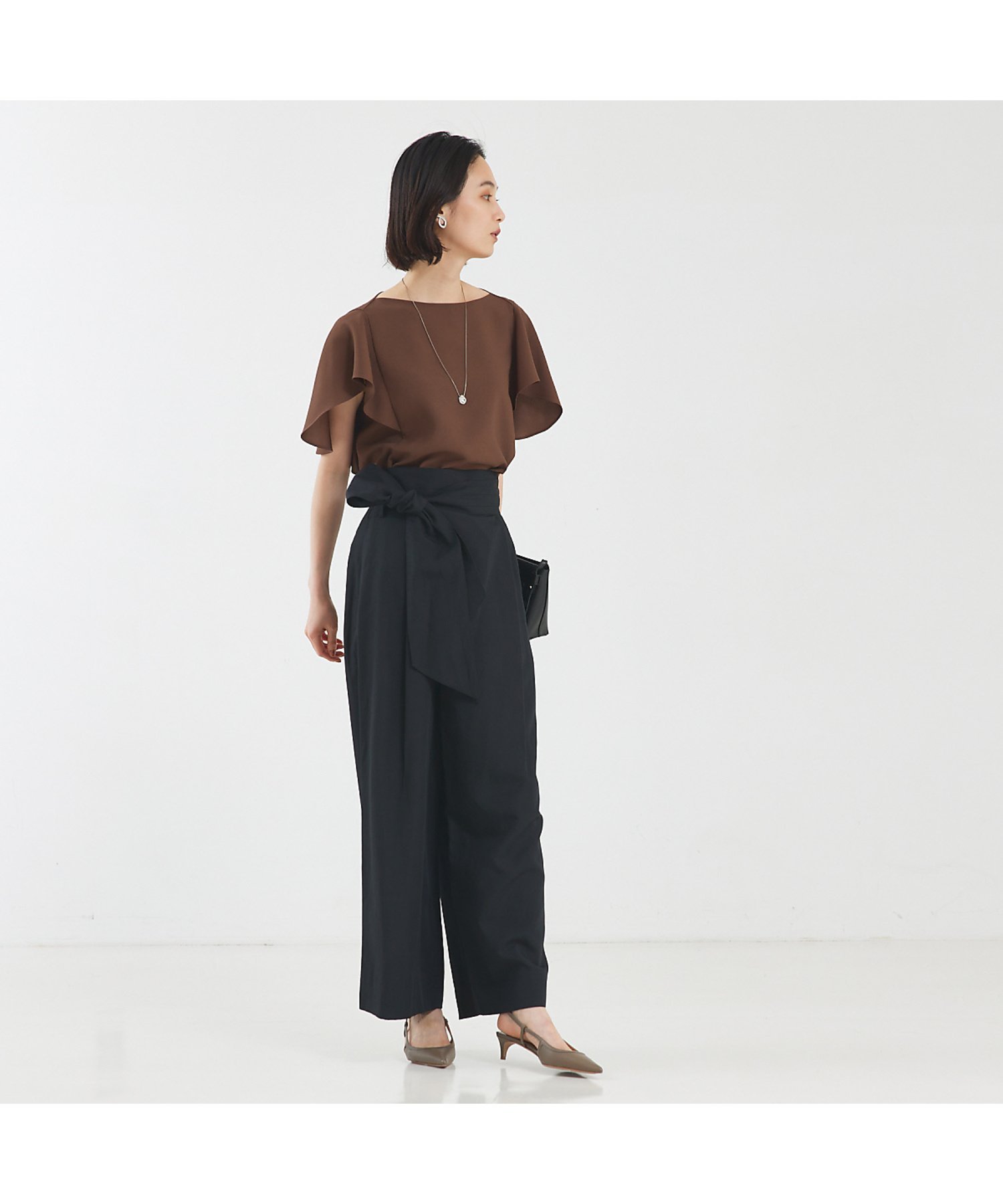 qualite ライトリネンラップパンツ カリテ パンツ その他のパンツ ブラック