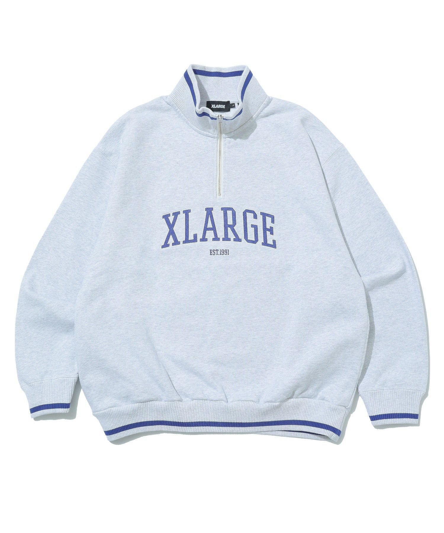 【SALE／30%OFF】XLARGE STRIPED RIB HALF ZIP SWEATSHIRT エクストララージ トップス スウェット・トレーナー グレー ブラック ブラウン【送料無料】