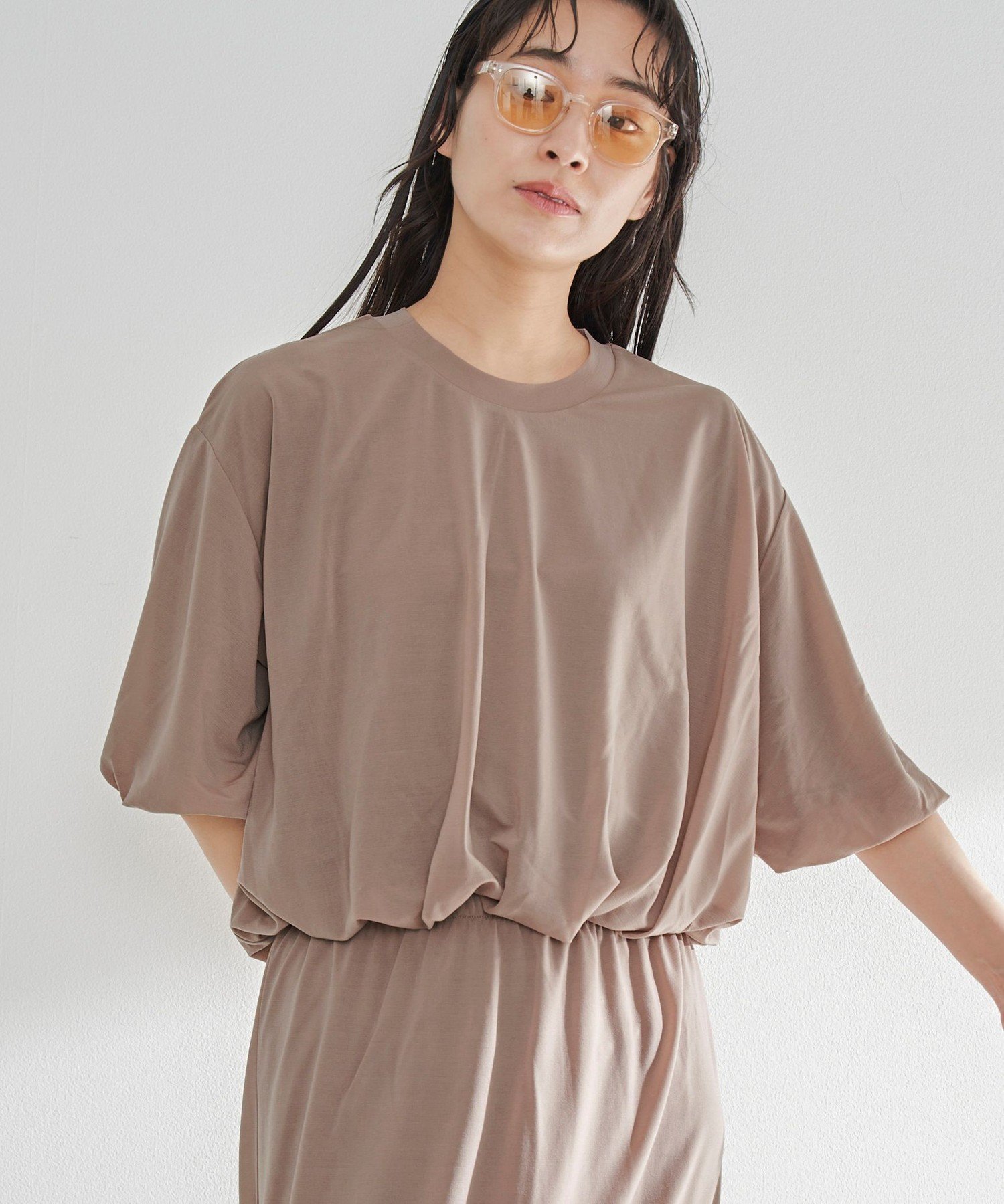 RONEL Sheer Balloon Tシャツ コーエン トップス カットソー・Tシャツ ブラック