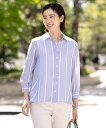 J.PRESS 【洗える】SHEERストライプ ペプラム シャツ ブラウス ジェイプレス トップス シャツ・ブラウス ブルー ホワイト【送料無料】(4)