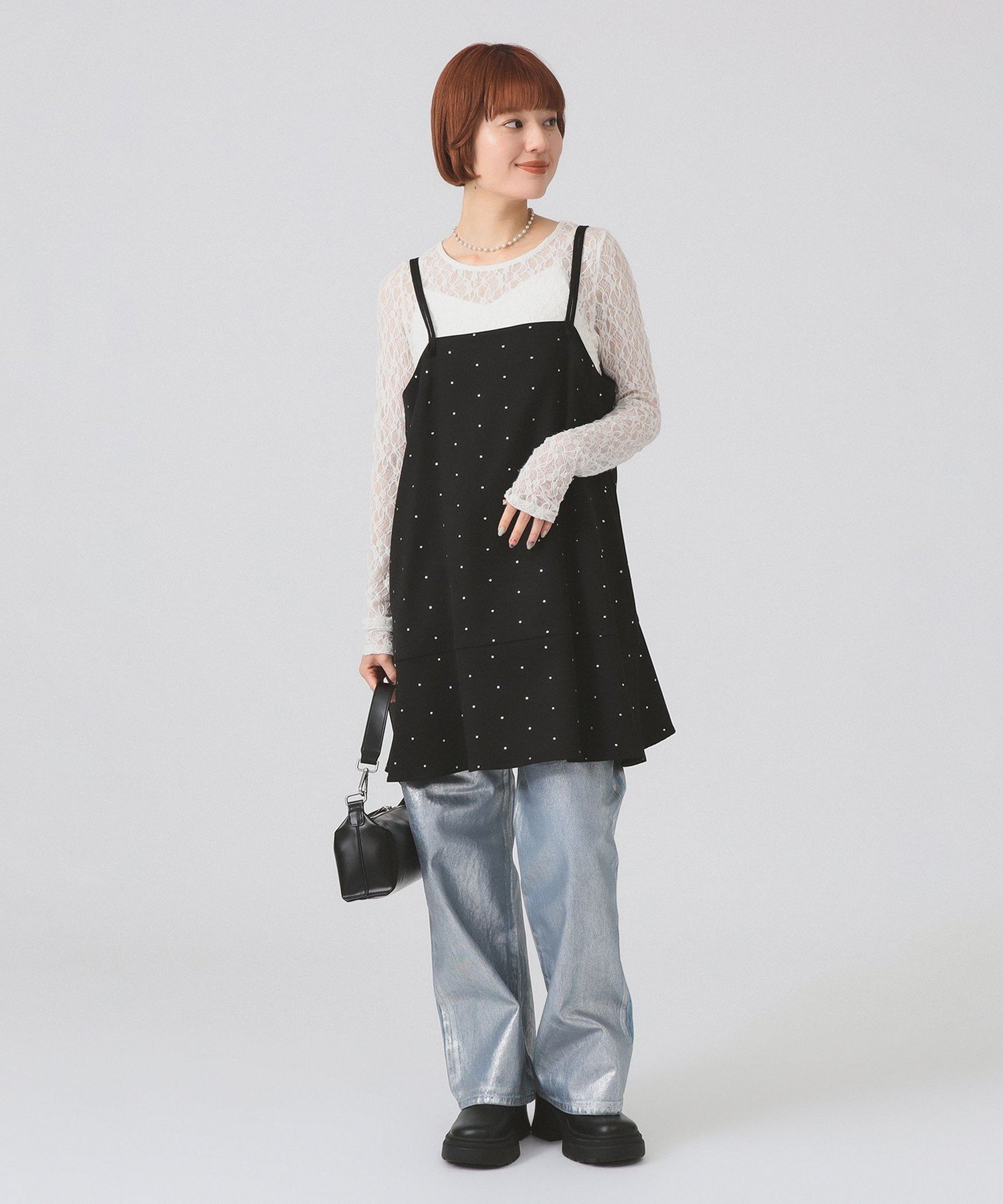 【SALE／60%OFF】Ray BEAMS ドットプリント ミニ キャミワンピース ビームス ウイメン ワンピース・ドレス ワンピース ブラック【送料無料】