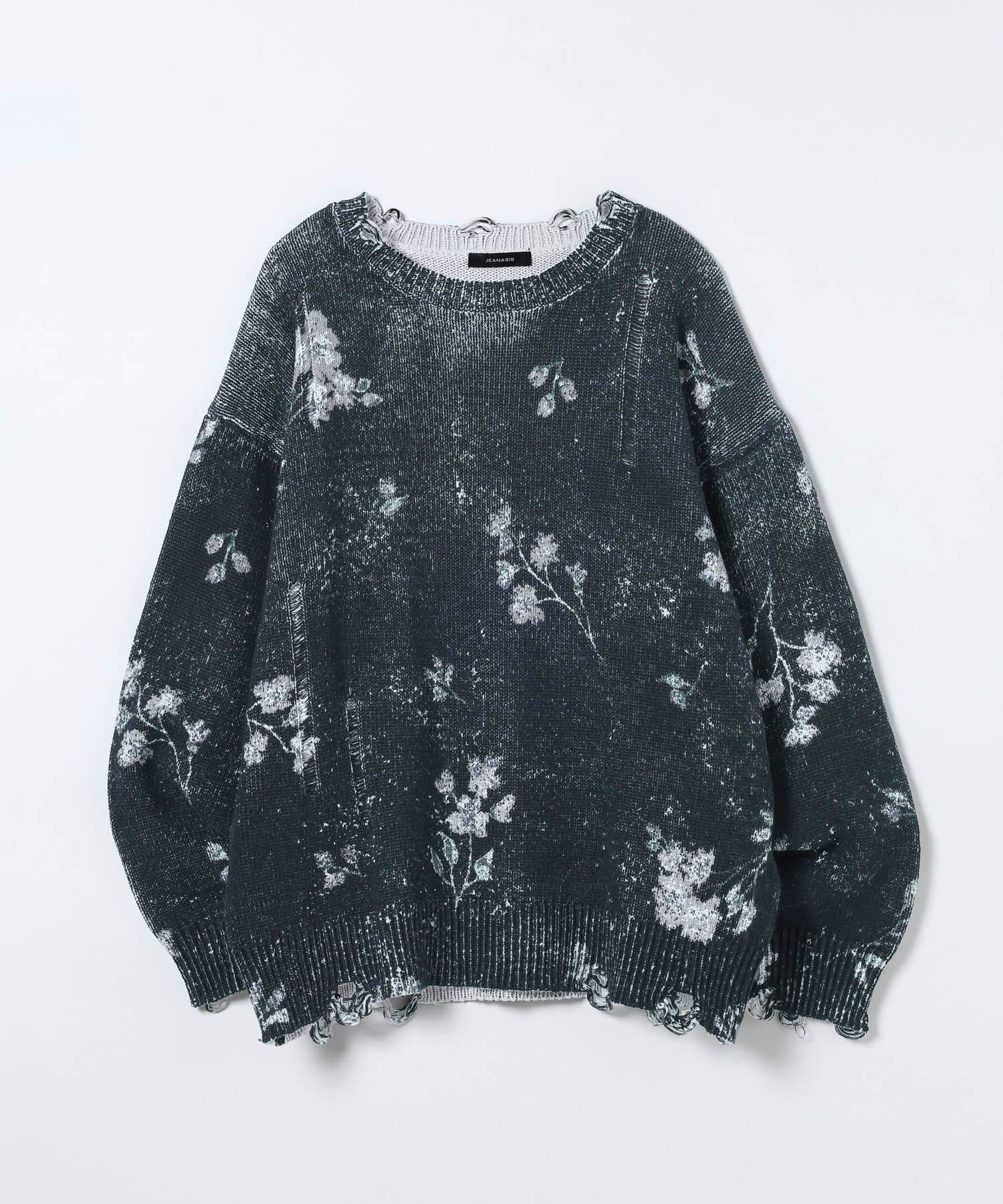 【SALE／30%OFF】JEANASIS Blurフラワープリントプルオーバー ジーナシス トップス ニット ホワイト ブ..