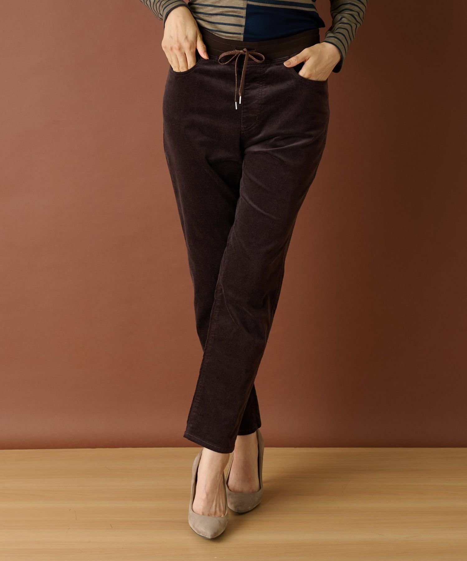 Leilian 【あったか素材】ストレッチコーデュロイパンツ【L JEANS】 レリアン パンツ ジーンズ・デニムパンツ ブルー