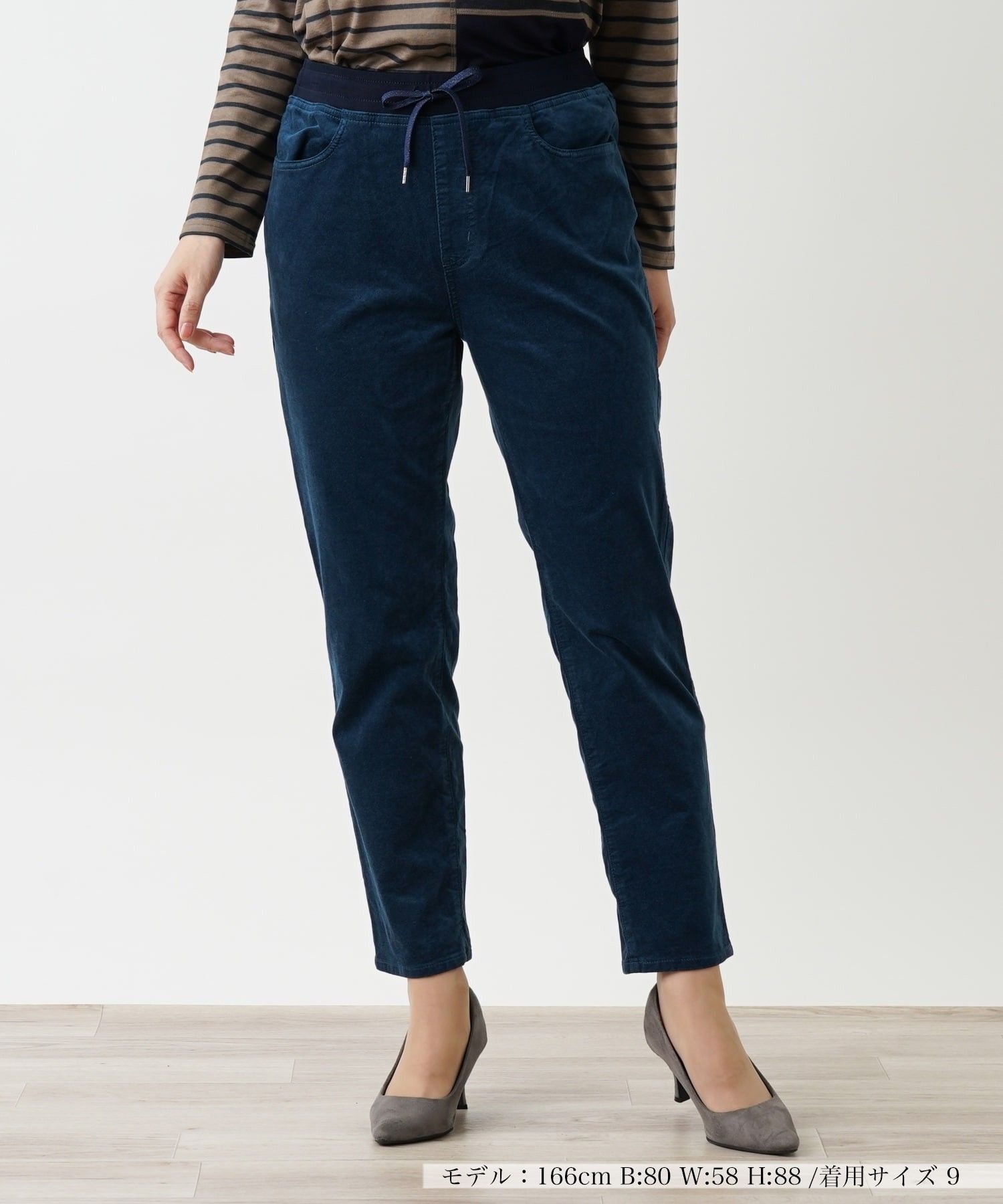 Leilian 【あったか素材】ストレッチコーデュロイパンツ【L JEANS】 レリアン パンツ ジーンズ・デニムパンツ ブルー