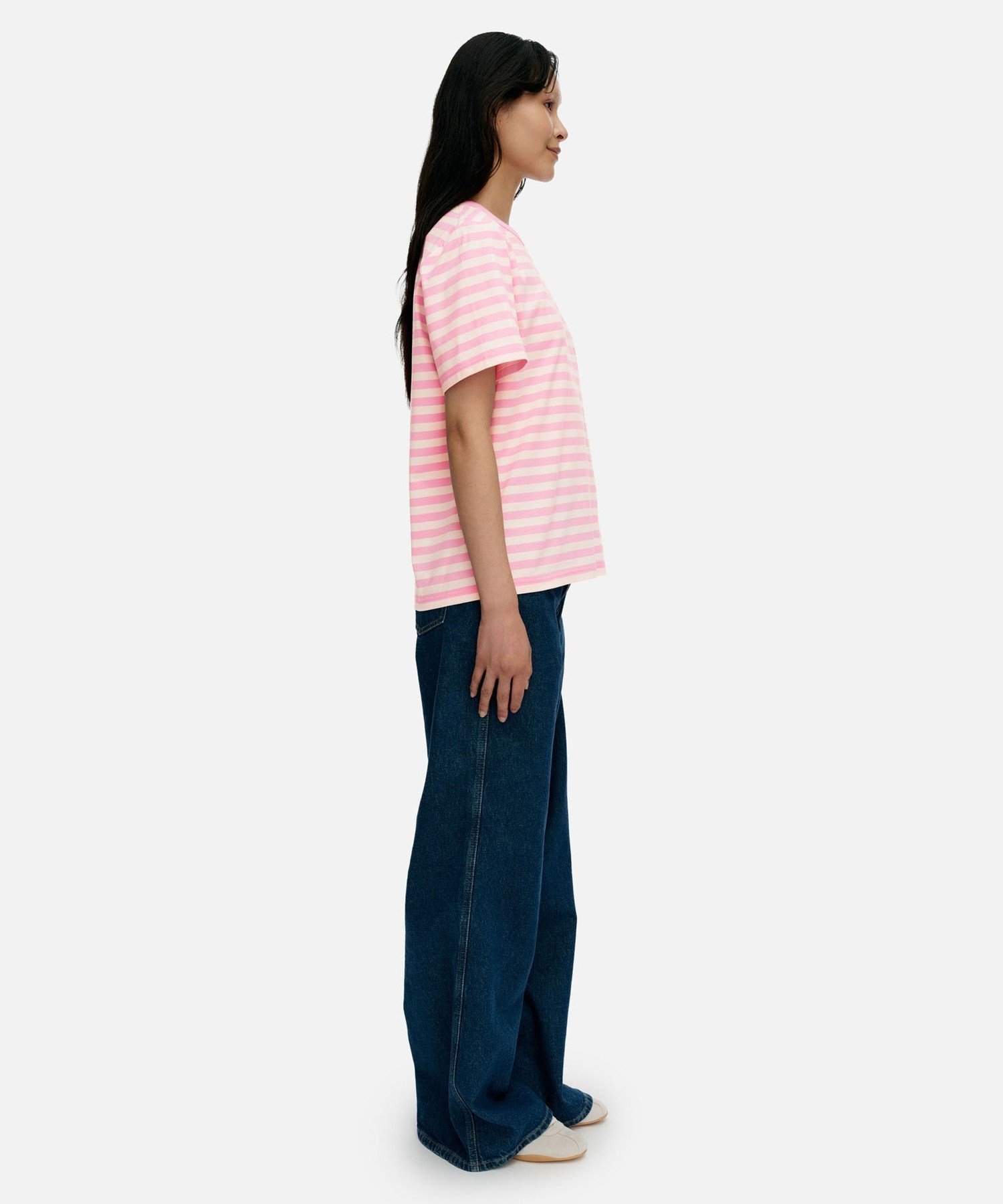 Tasaraita Unikko Tシャツ マリメッコ トップス シャツ・ブラウス ホワイト