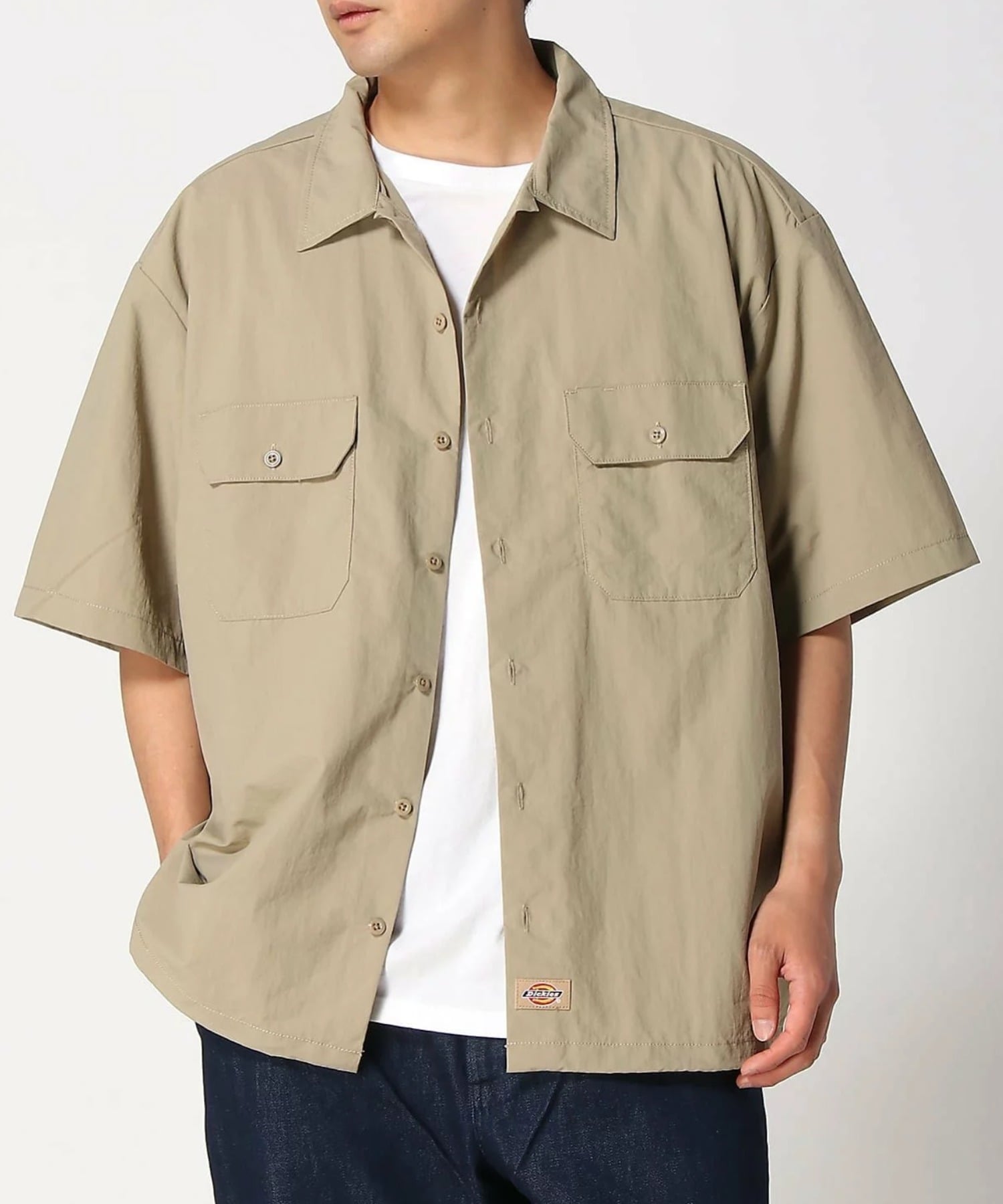Dickies/(M)ナイロン ワッシャー ワークシャツ メンズ ユニセックス ディッキーズ 羽織 DC2010 ジーンズメイト トップス シャツ・ブラウス ベージュ ブラック