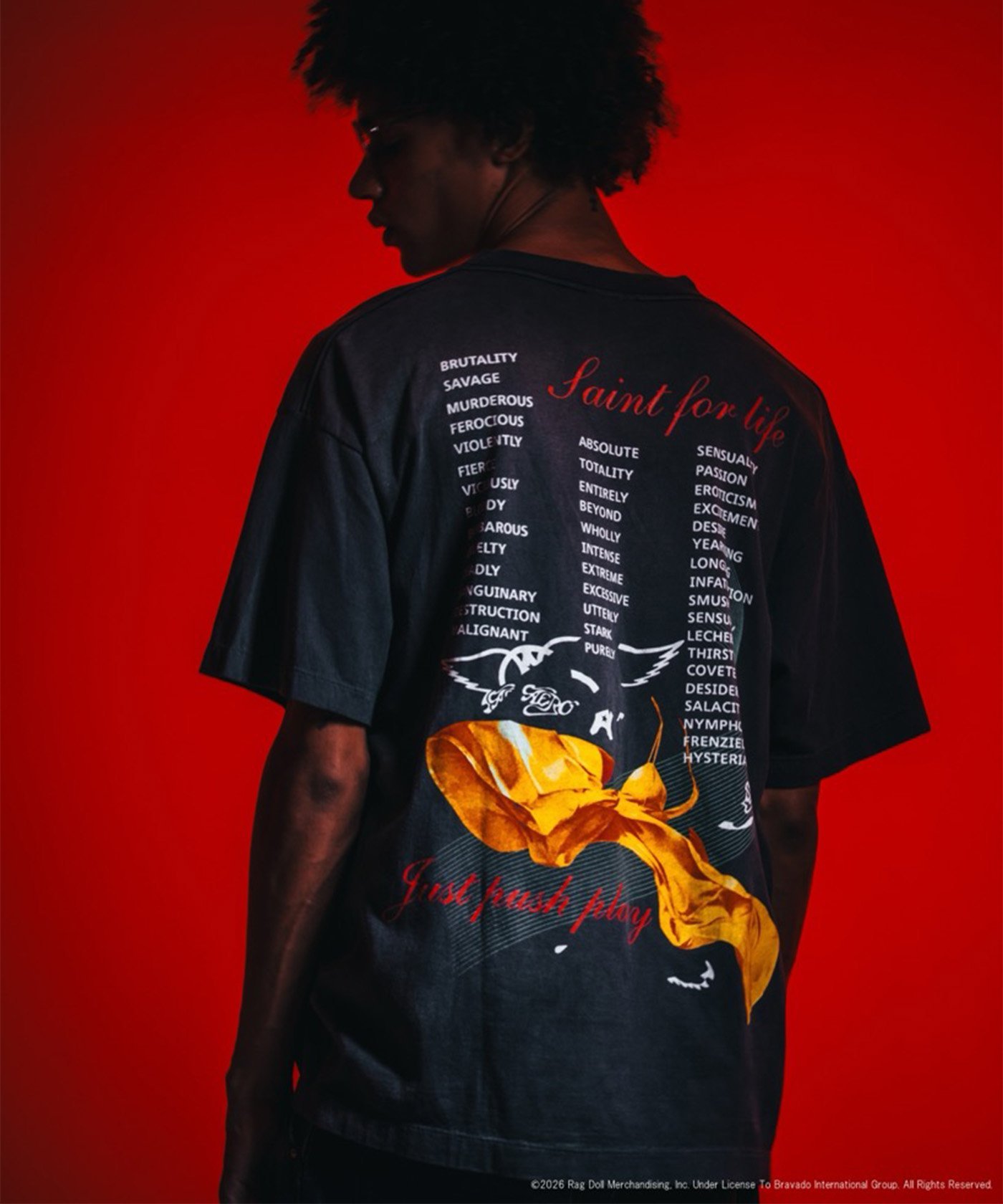 ROYAL FLASH SAINT MICHAEL/セントマイケル/AS_SS T-SHIRT/AEROSMITH/BLK ロイヤルフラッシュ トップス カットソー・Tシャツ ブラック【送料無料】