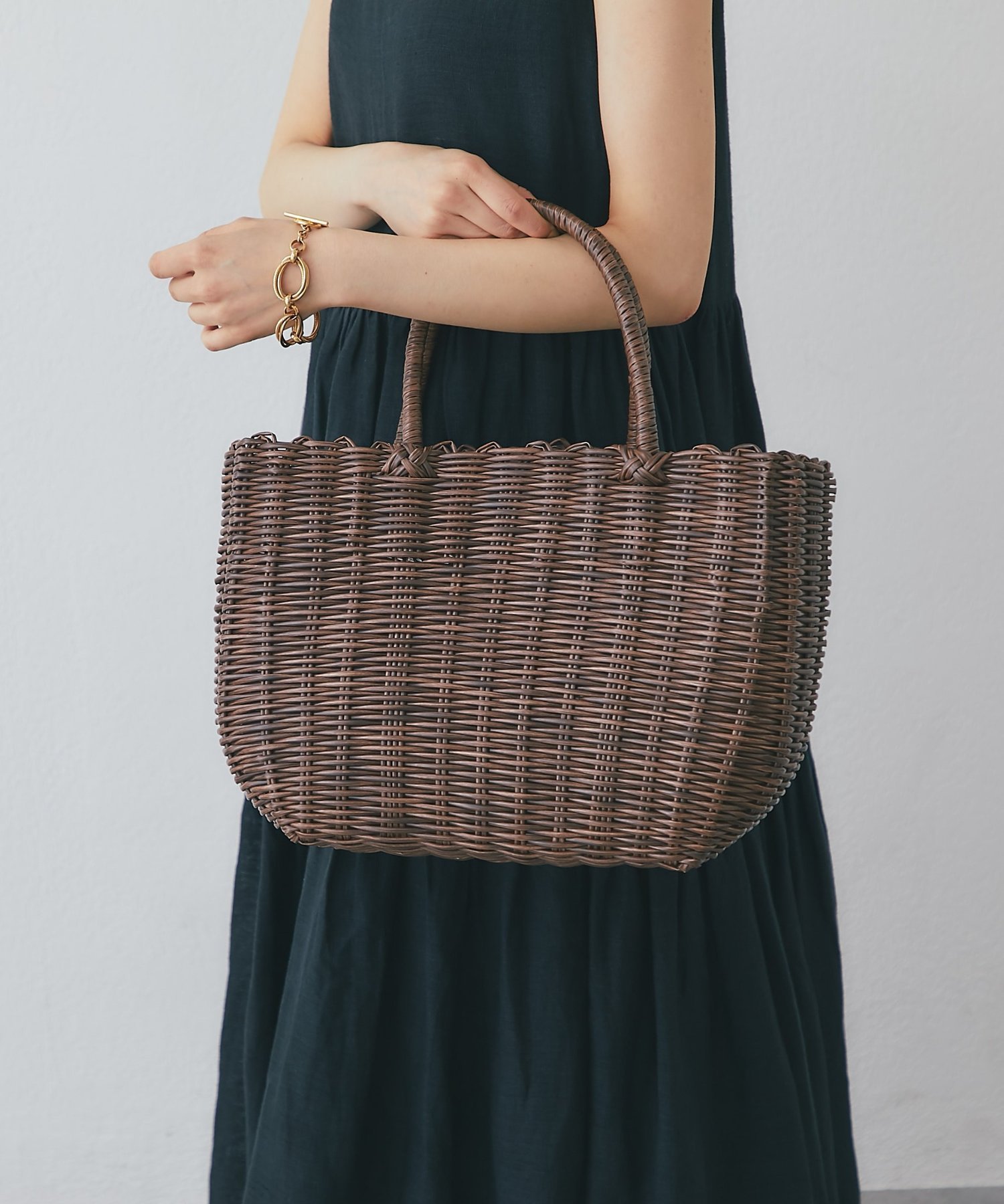 La boutique BonBon 【雨の日にも安心】PVCかごバッグ ラブティックボンボン バッグ トートバッグ ブラウン ブラック