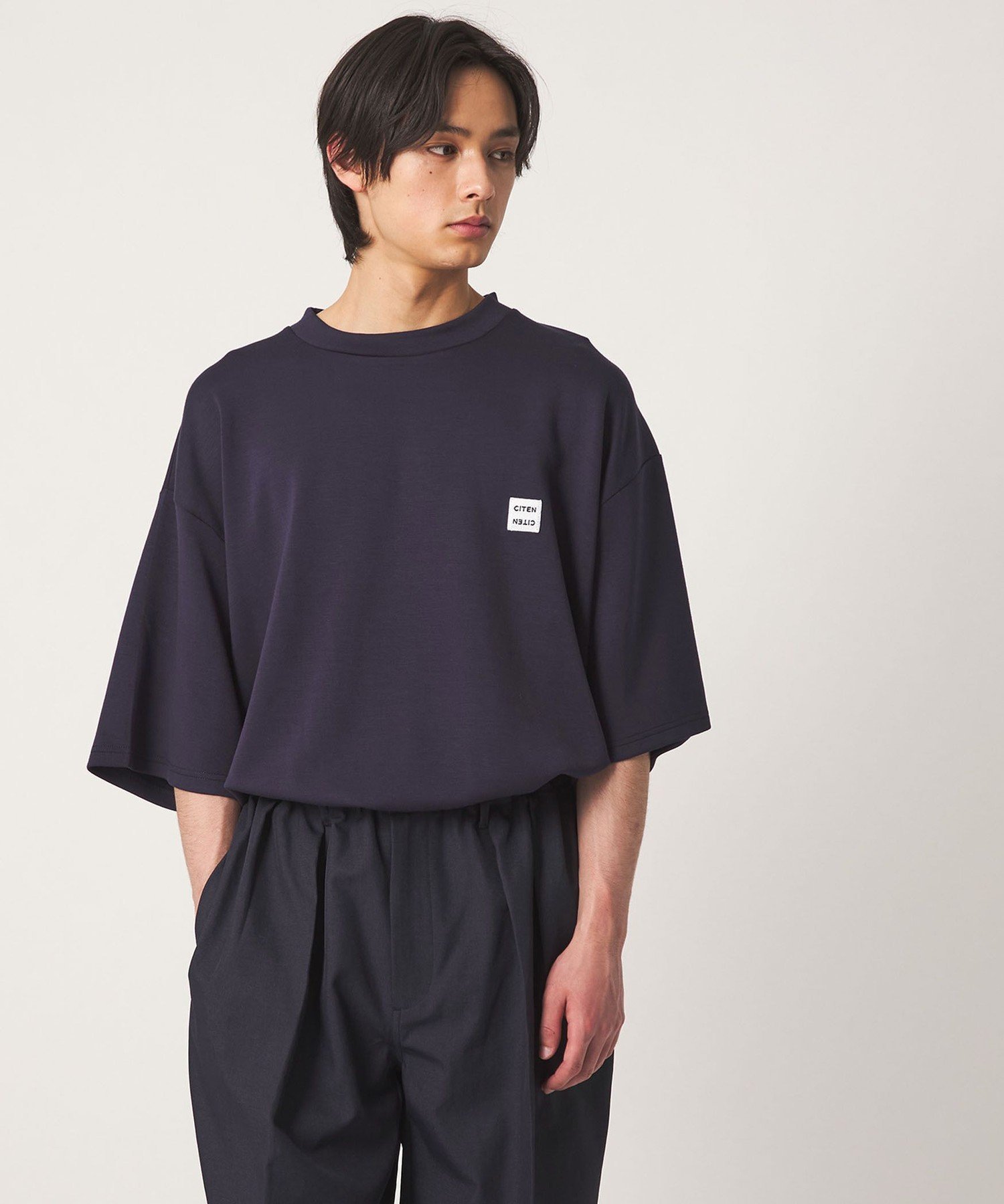 ＜CITEN＞モチモチワッペンT シテン トップス カットソー・Tシャツ グレー ネイビー